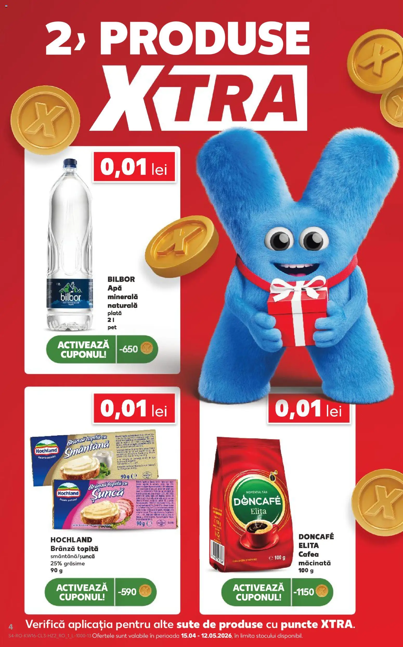 Noul catalog Kaufland – valabil de la 15.04.2026 | Pagină: 4 | Produse: Yazı tahtası kalemi, Brânză, Șuncă, Apă