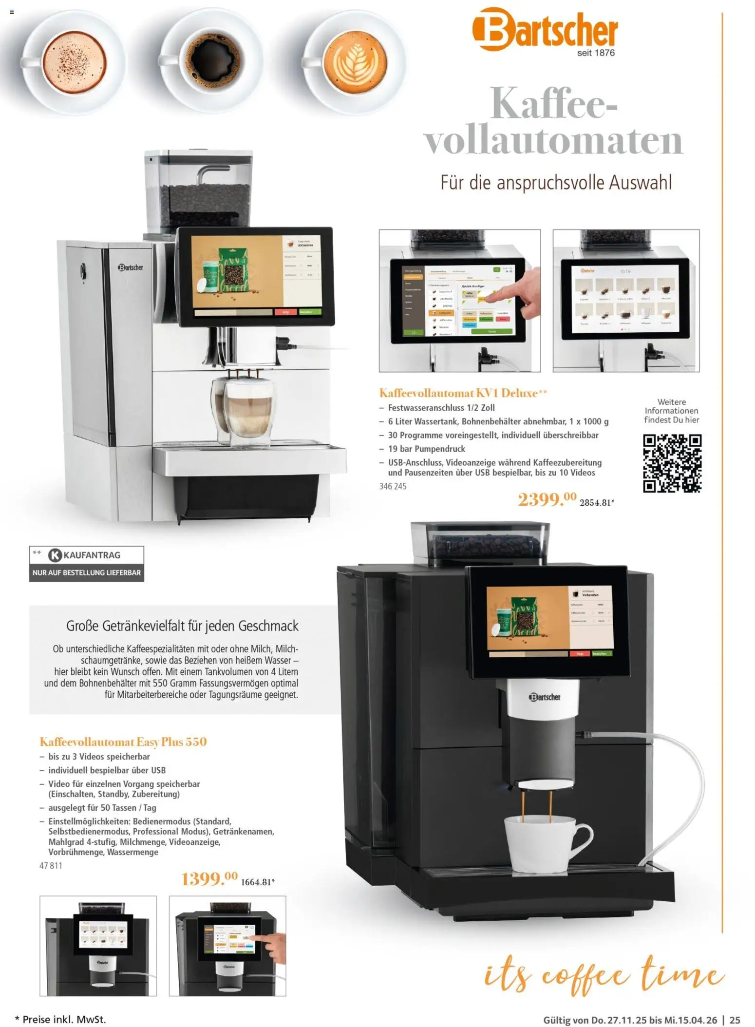 Selgros Kochen & Servieren – gültig ab 27.11.2025 | Seite: 25 | Produkte: USB, Kaffee, Wasser, Kaffeevollautomat