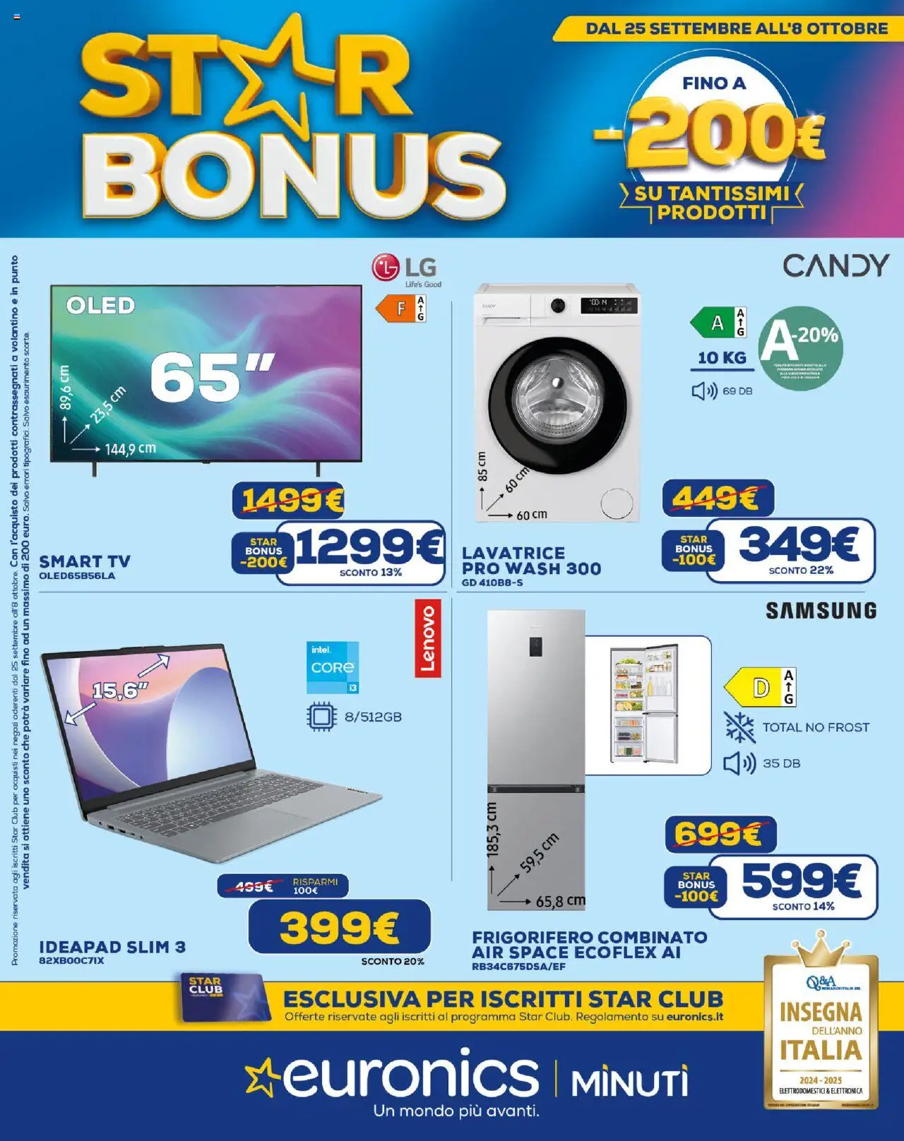 Volantino Euronics del 25.09.2025 | Pagina: 1 | Prodotti: smart TV, TV, Frigorifero, Frigorifero combinato