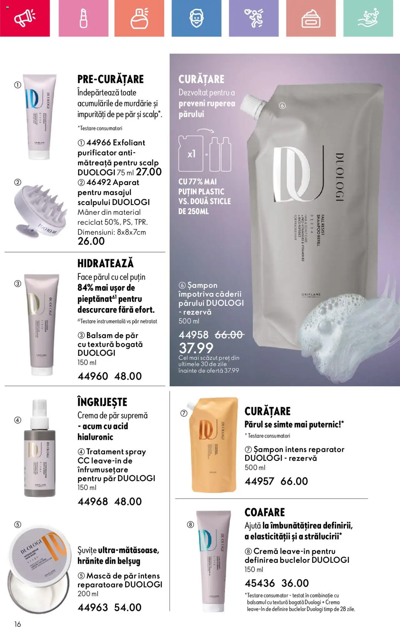Oriflame catalog 11 2025 – valabil de la 27.07.2025 | Pagină: 16 | Produse: Mâner, Șampon, Balsam de păr, Cremă