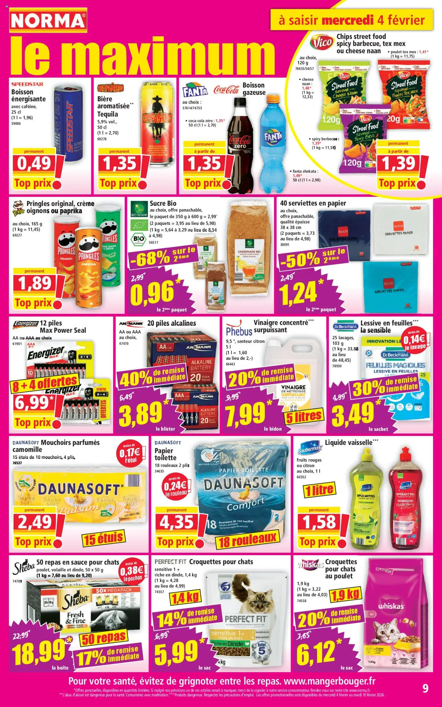 {H1} | Page: 9 | Produits: Sucre, Sac, Liquide vaisselle, Piles