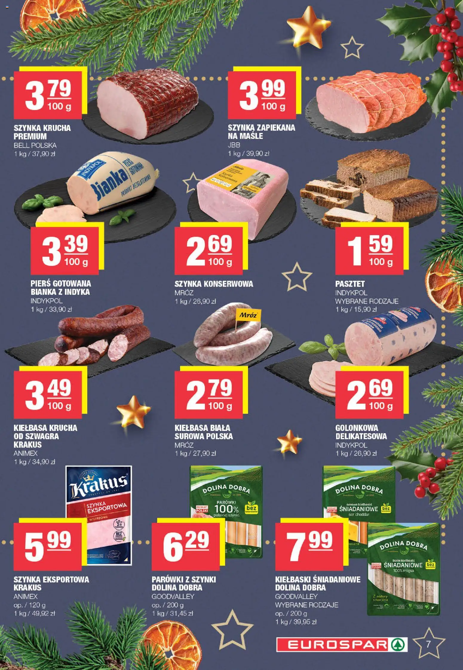 Spar Gazetka - Eurospar od 08.12.2025 | Strona: 7 | Produkty: Parówki z szynki, Bell, Kiełbaski, Cheddar