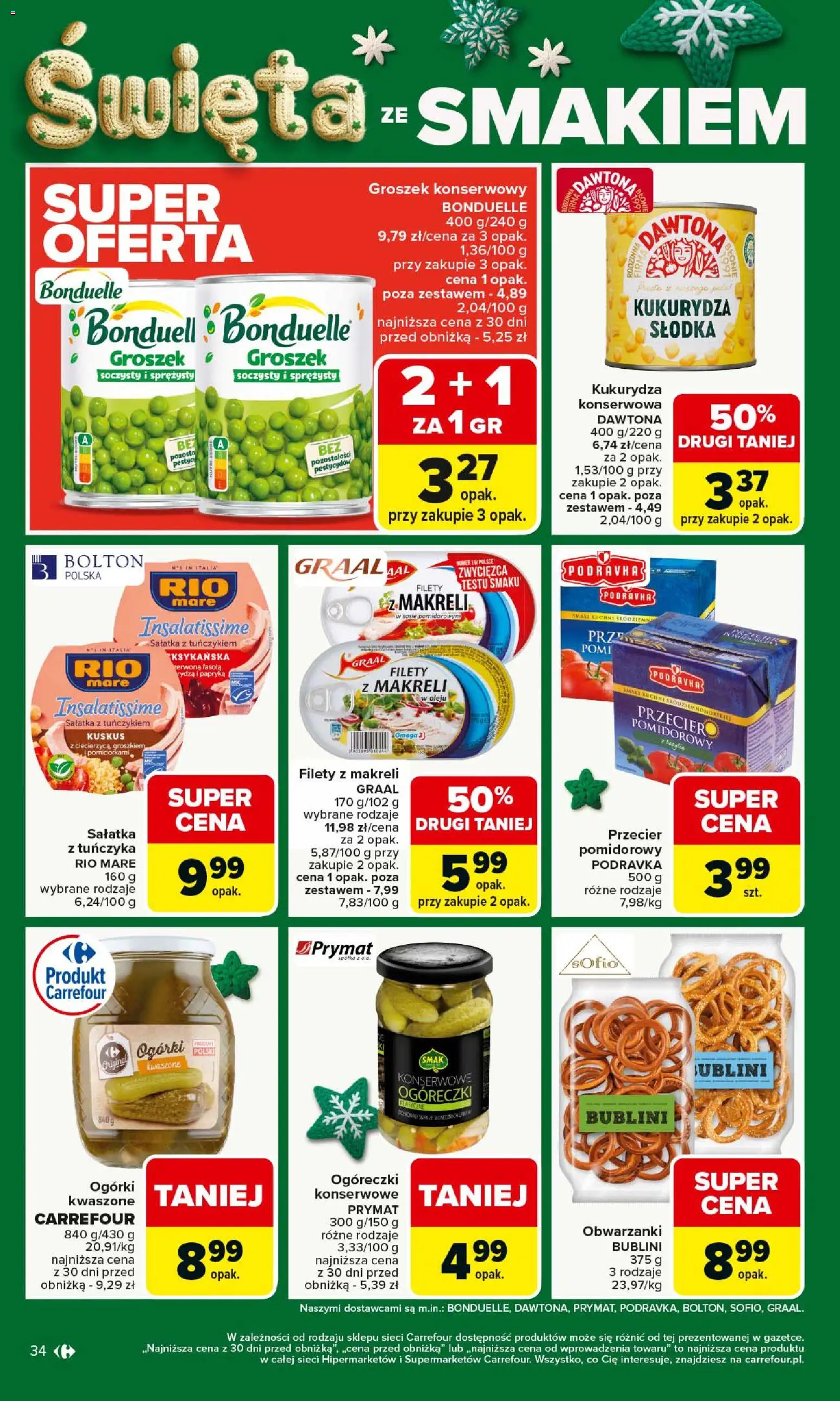 Carrefour Gazetka od 08.12.2025 | Strona: 38 | Produkty: Papryka, Sałatka z tuńczykiem, Groszek konserwowy, Ogórki