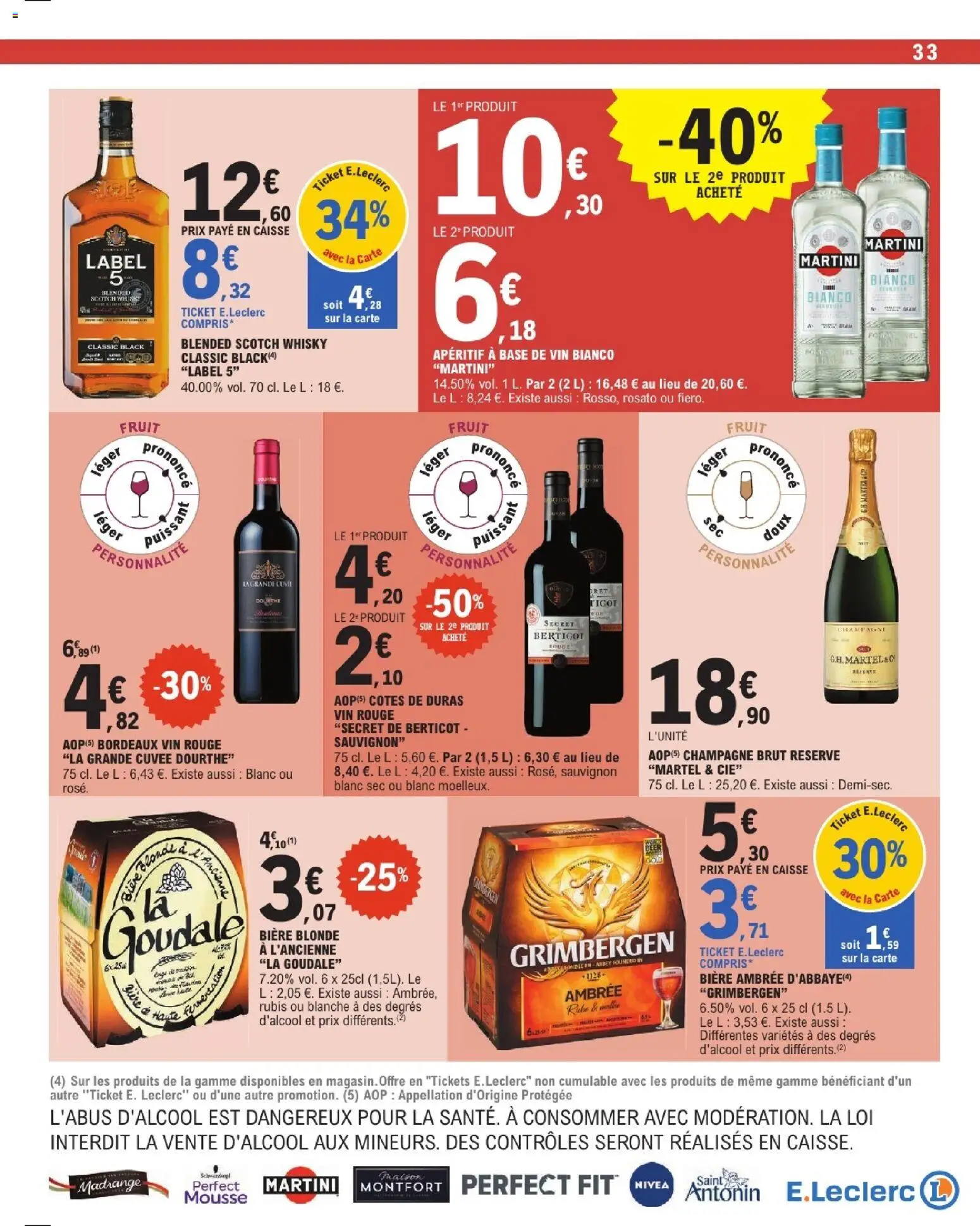 {H1} | Page: 33 | Produits: Whisky, Bière blonde, Mousse, Champagne