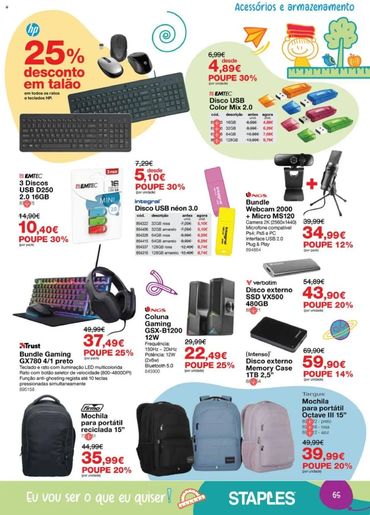Staples - Folheto Regresso às Aulas 2025 │ válido de 18.08.2025 | Página: 65 | Produtos: Mochila, Teclado, Microfone, USB