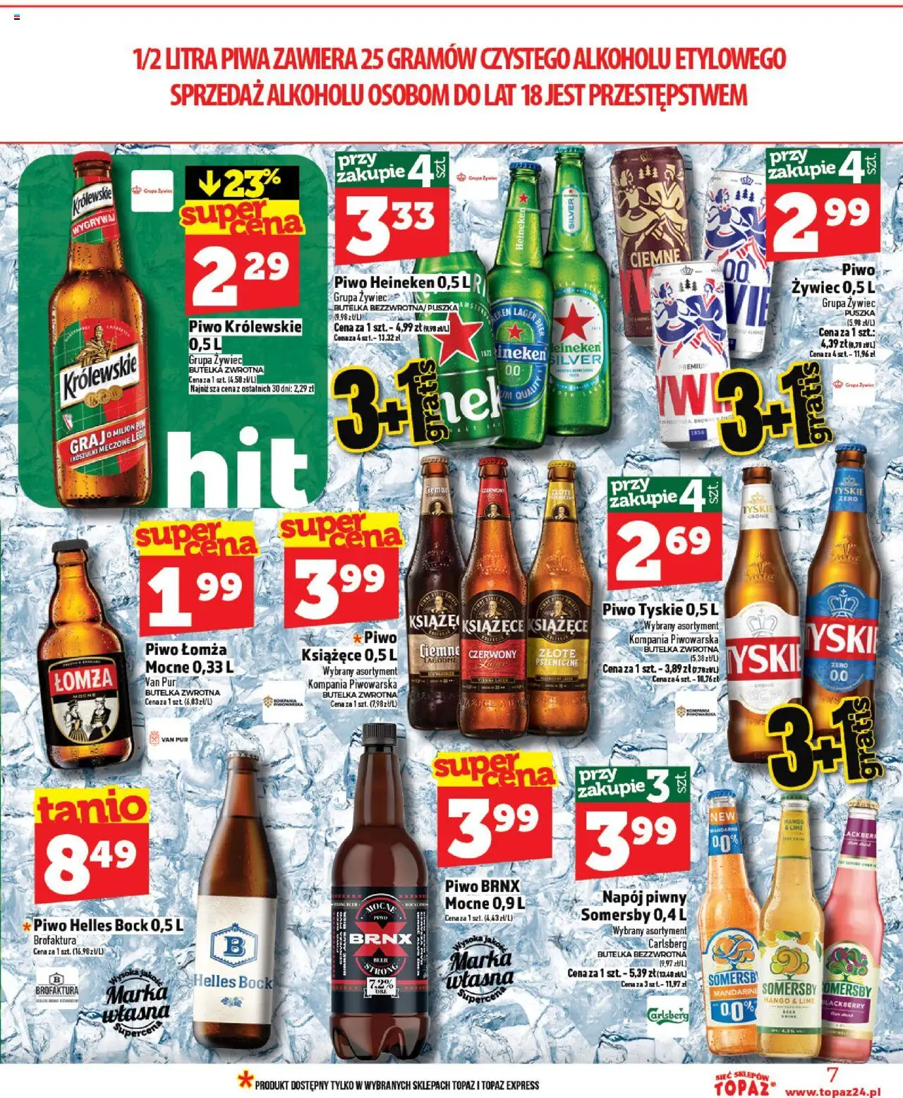 Topaz Gazetka od 20.06.2025 | Strona: 7 | Produkty: Mango, Tyskie, Piwo, Heineken