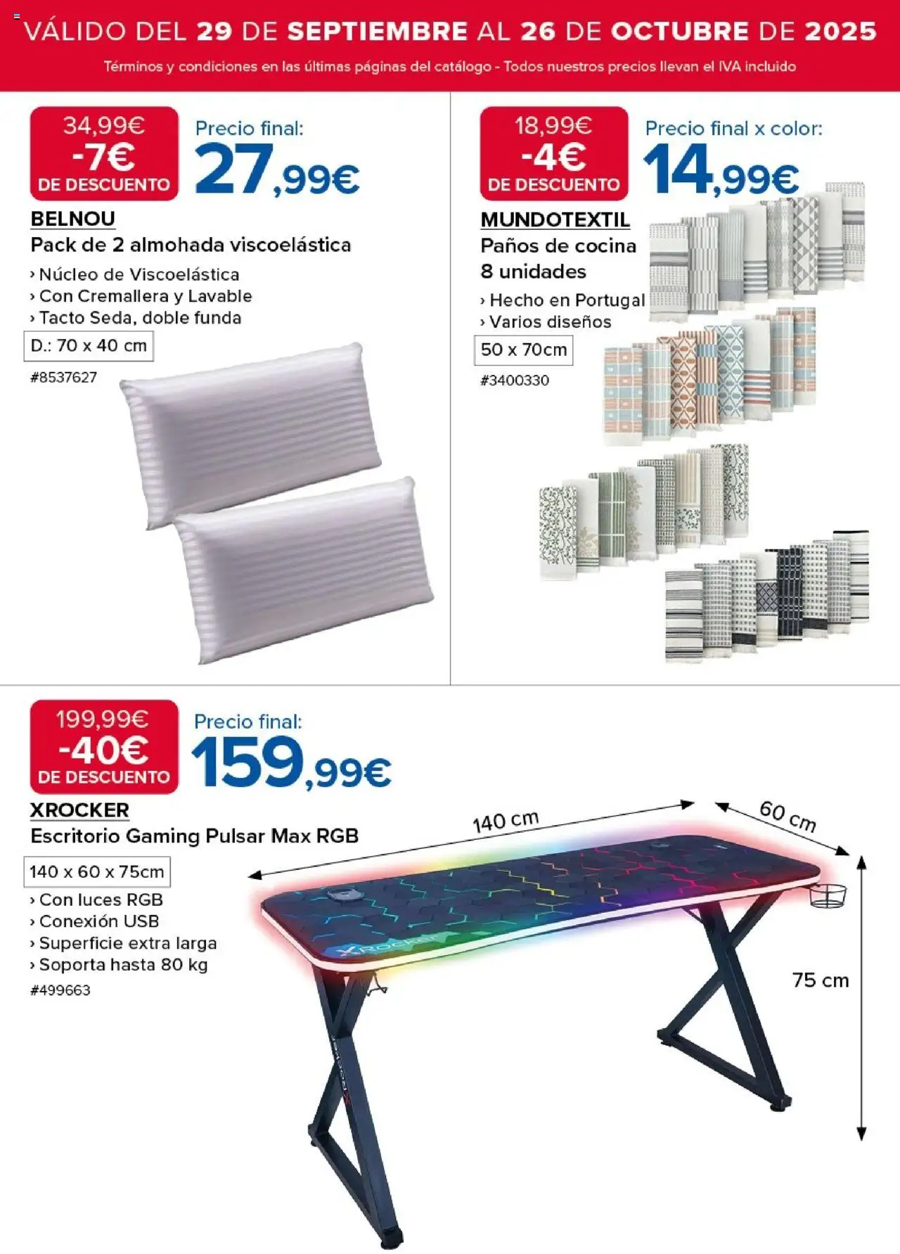 Costco catálogo │ válido desde el 29.09.2025 | Página: 5 | Productos: Funda, USB, Cocina, Almohada
