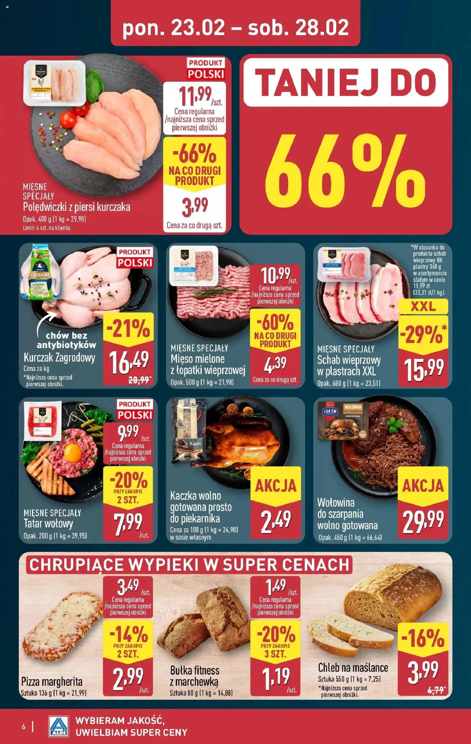 Aldi Gazetka od 23.02.2026 | Strona: 6 | Produkty: Kurczak, Mięso, Mięso mielone, Pizza