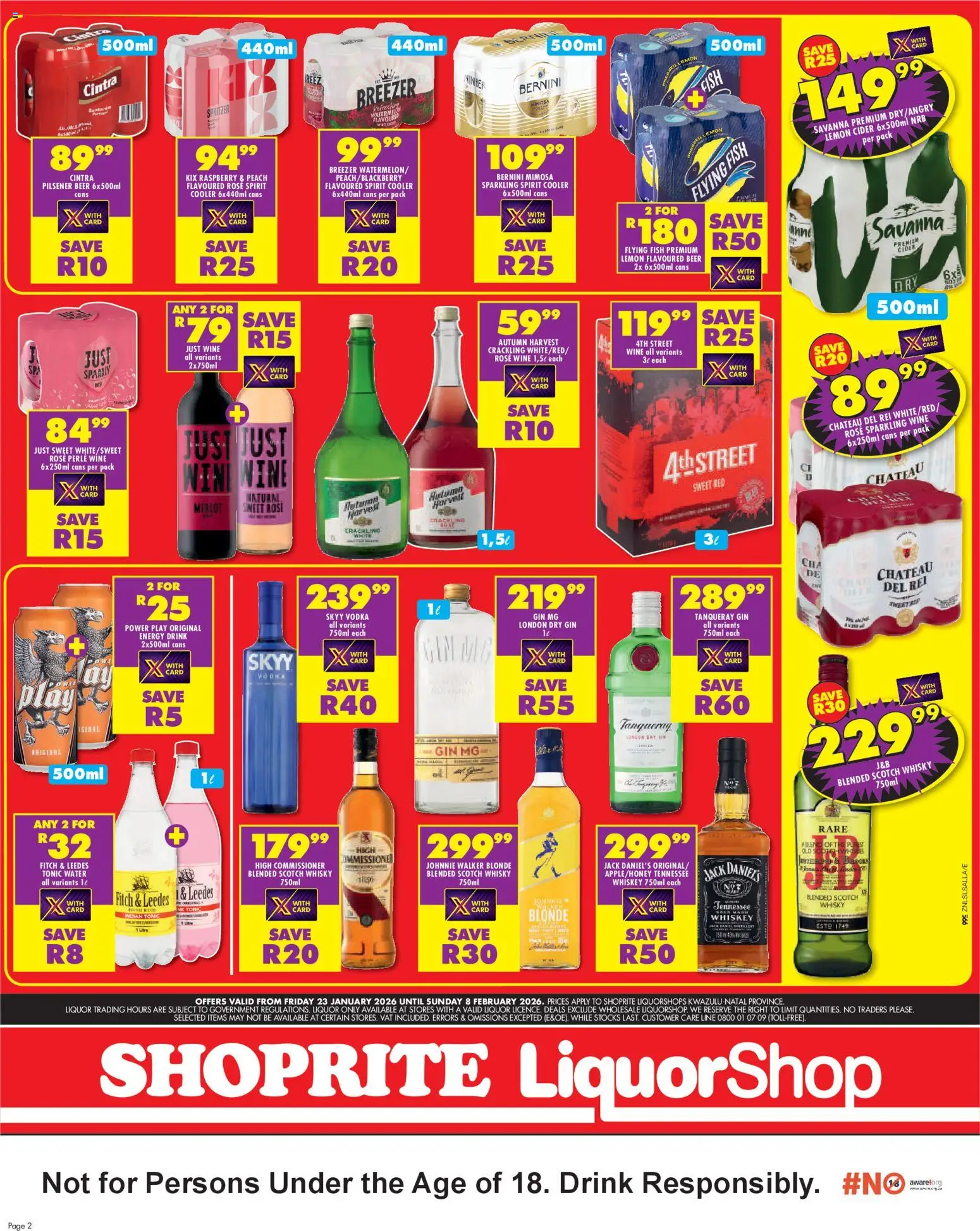 New Shoprite catalogue – valid from 23.01.2026 | Page: 2 | Products: Cider, Gin, Water, Lemon