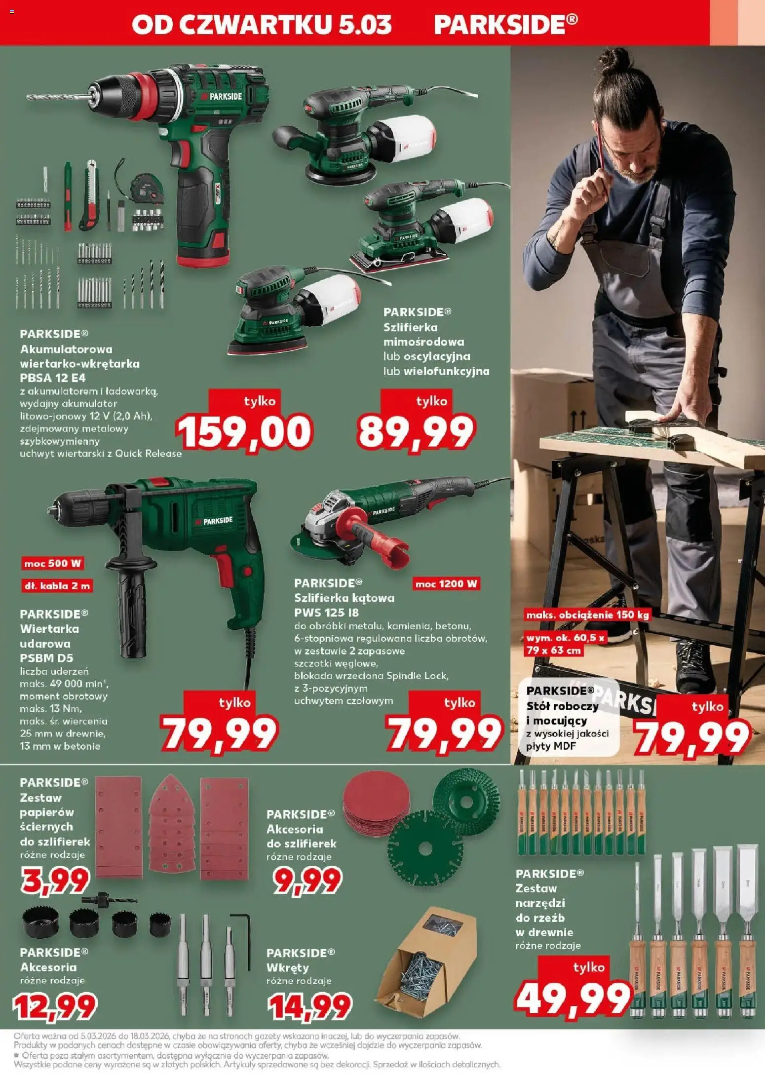 Kaufland gazetka - Złap Okazje od 05.03.2026 | Strona: 13 | Produkty: Zestaw narzędzi, Plyty, Stół, Szlifierka