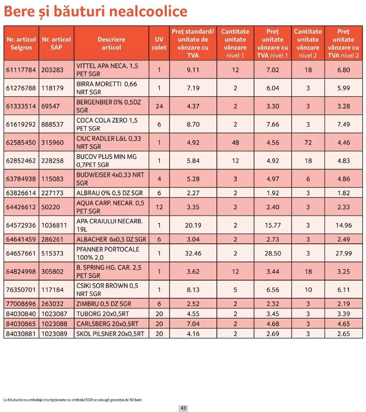 Noul catalog Selgros – valabil de la 01.10.2025 | Pagină: 43 | Produse: Amerikan servis, Bere, Plastik Kulübe, Apă