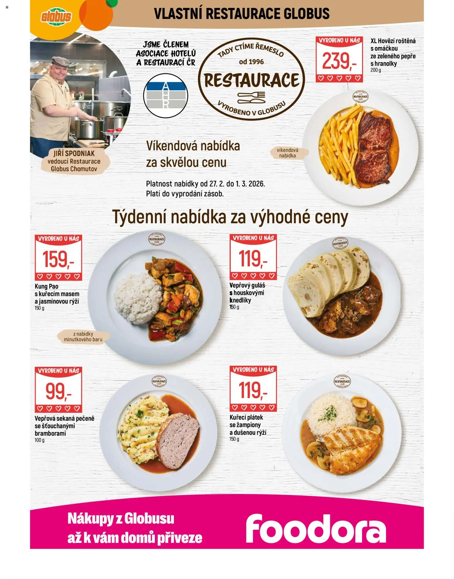 Globus leták - Chomutov od 25.02.2026 | Strana: 8 | Produkty: Globus, Hranolky, Hovězí roštěná, Sekaná