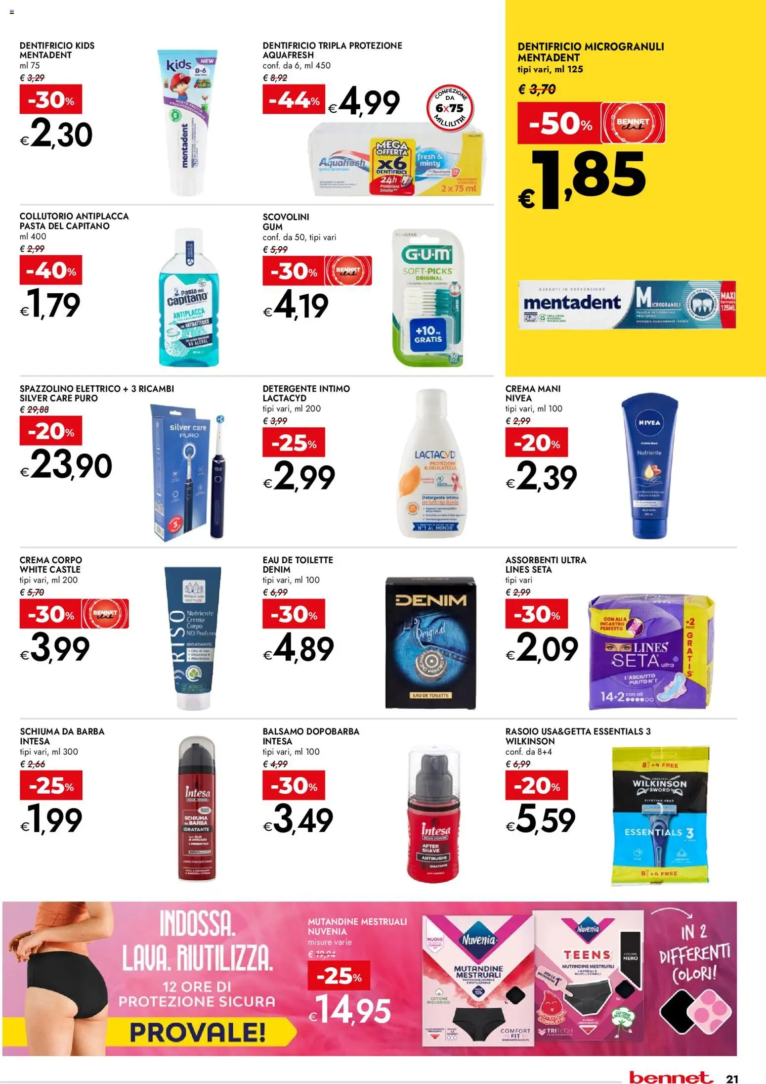 Volantino bennet del 15.01.2026 | Pagina: 21 | Prodotti: Dopobarba, Dentifricio, Spazzolino, Collutorio