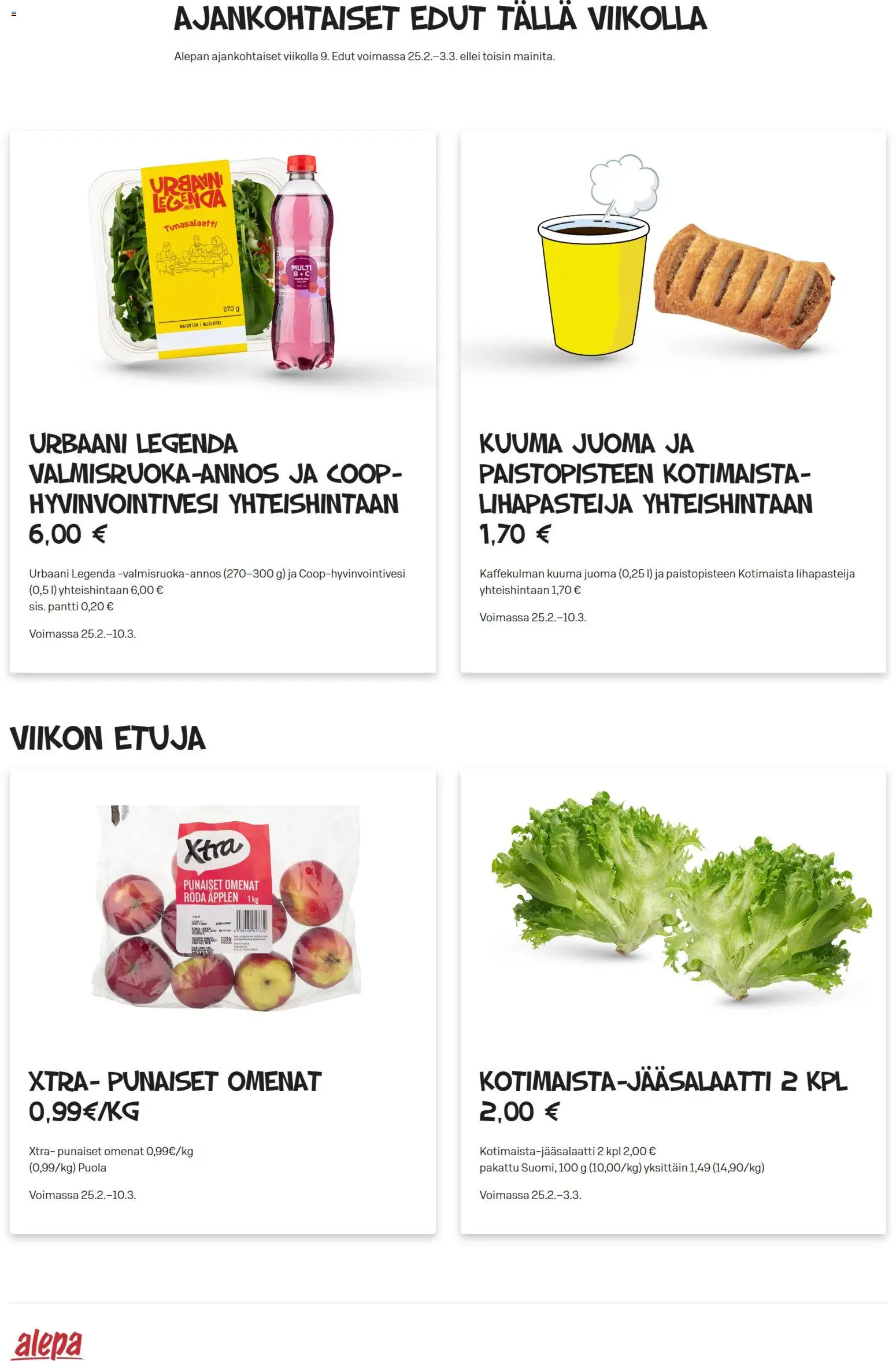 Alepa tarjoukset – voimassa 25.02.2026 alkaen | Sivu: 1 | Tuotteet: Omenat