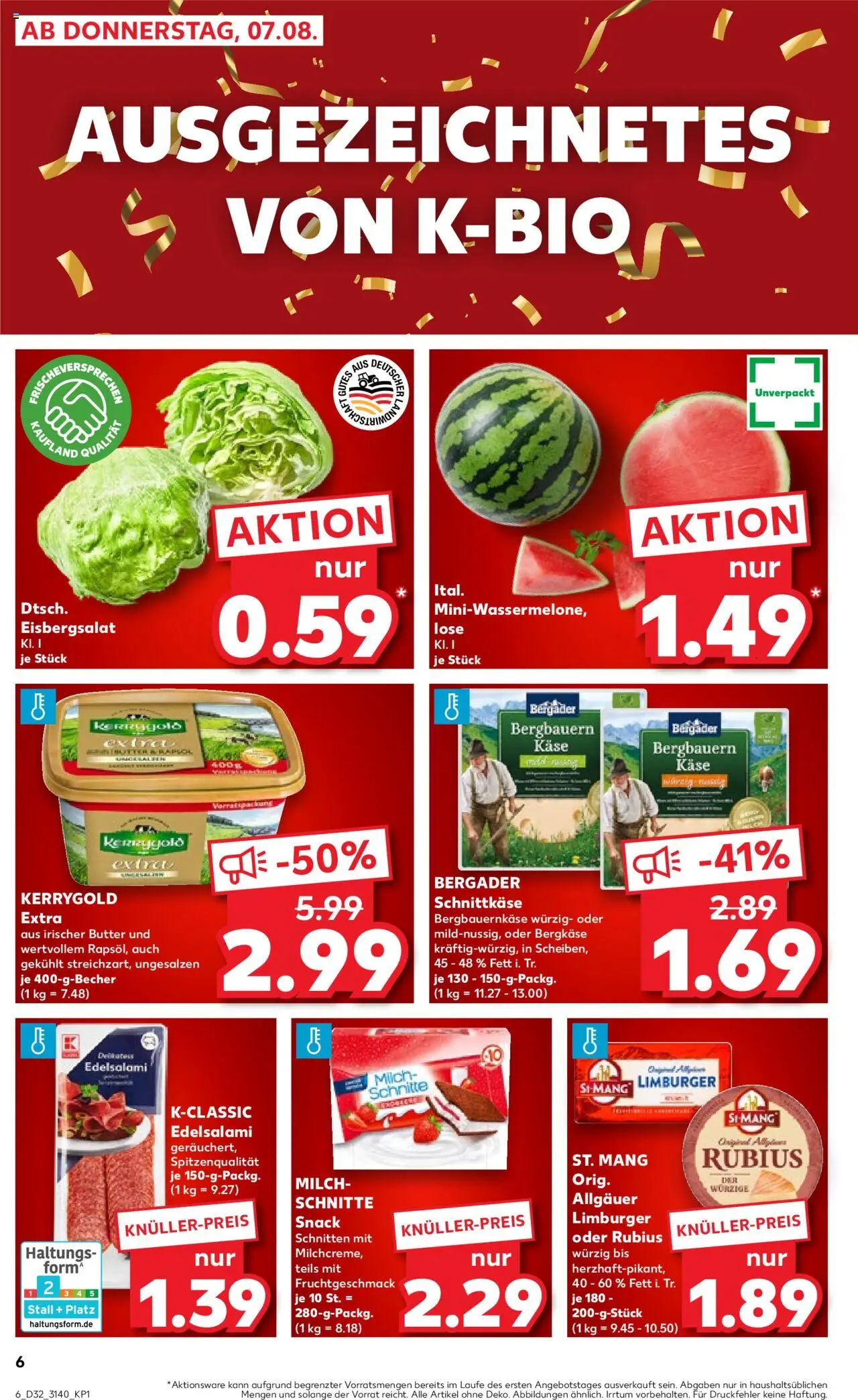 Kaufland prospekt Leipzig	 - gültig ab dem 07.08.2025 | Seite: 6 | Produkte: Milch, Butter, Käse, Eisbergsalat