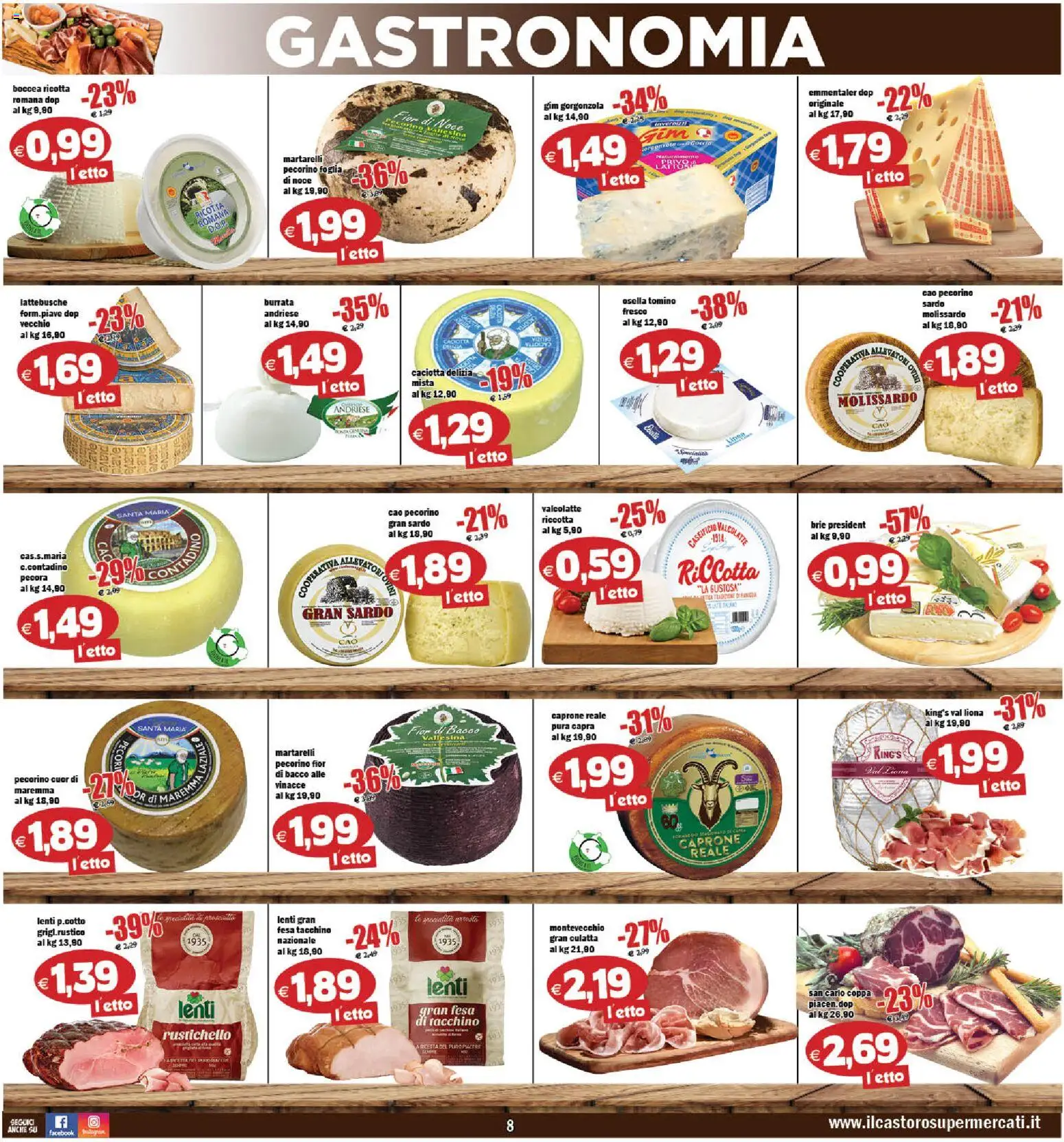Volantino Il Castoro del 17.04.2026 | Pagina: 8 | Prodotti: Tacchino, Ricotta, Gorgonzola, Tomino