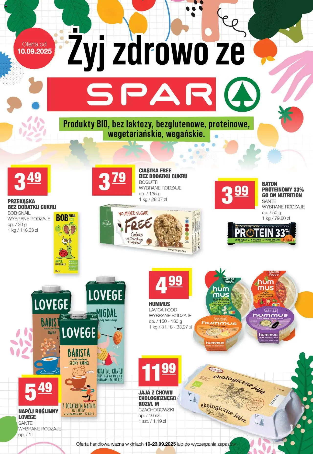 Spar Gazetka - Żyj zdrowo od 10.09.2025 | Strona: 1 | Produkty: Bez laktozy, Pesto, Bób, Hummus