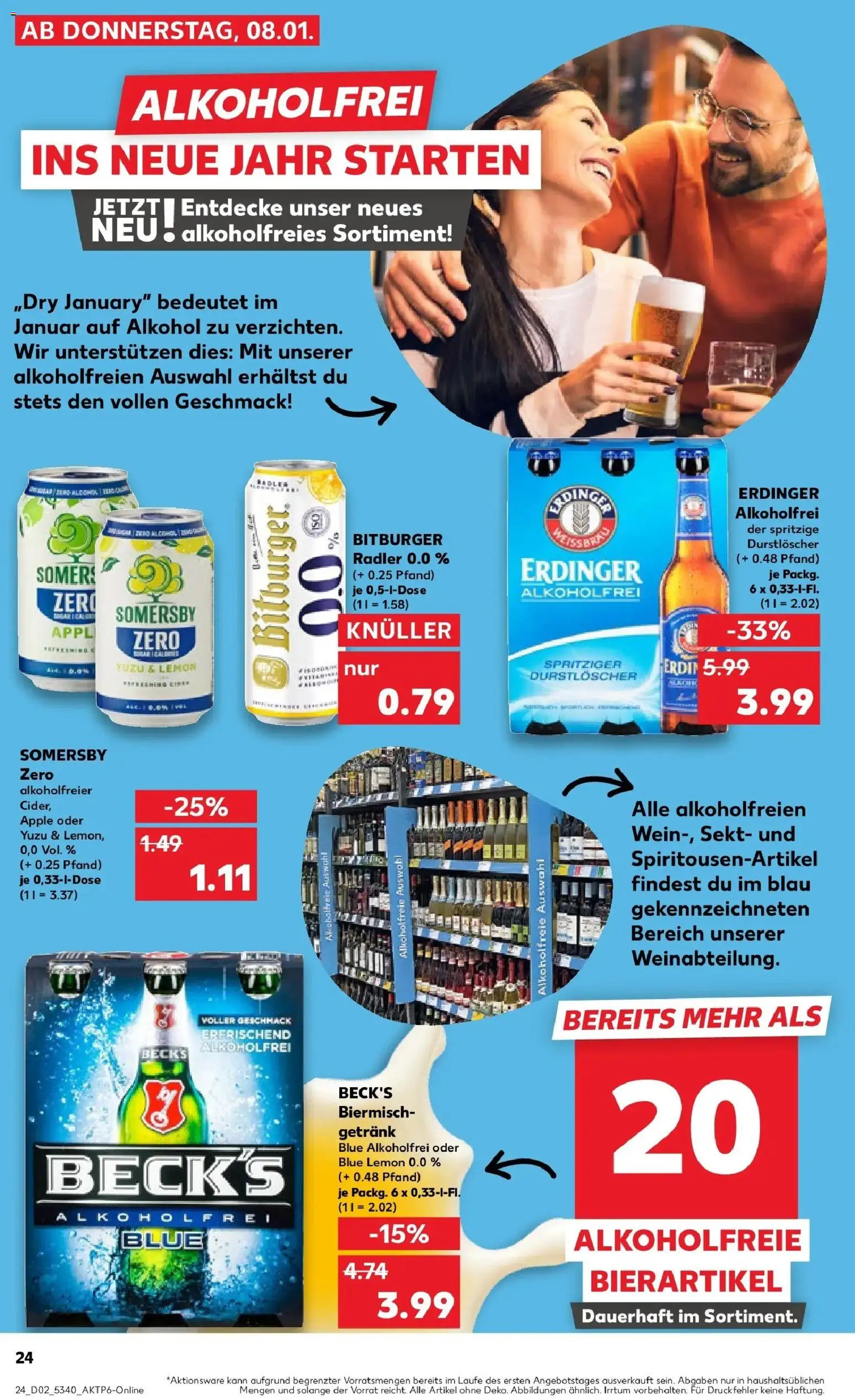 Kaufland prospekt Schwäbisch Gmünd	 – gültig ab 08.01.2026 | Seite: 22 | Produkte: Durstloscher, Erdinger, Sekt, Radler