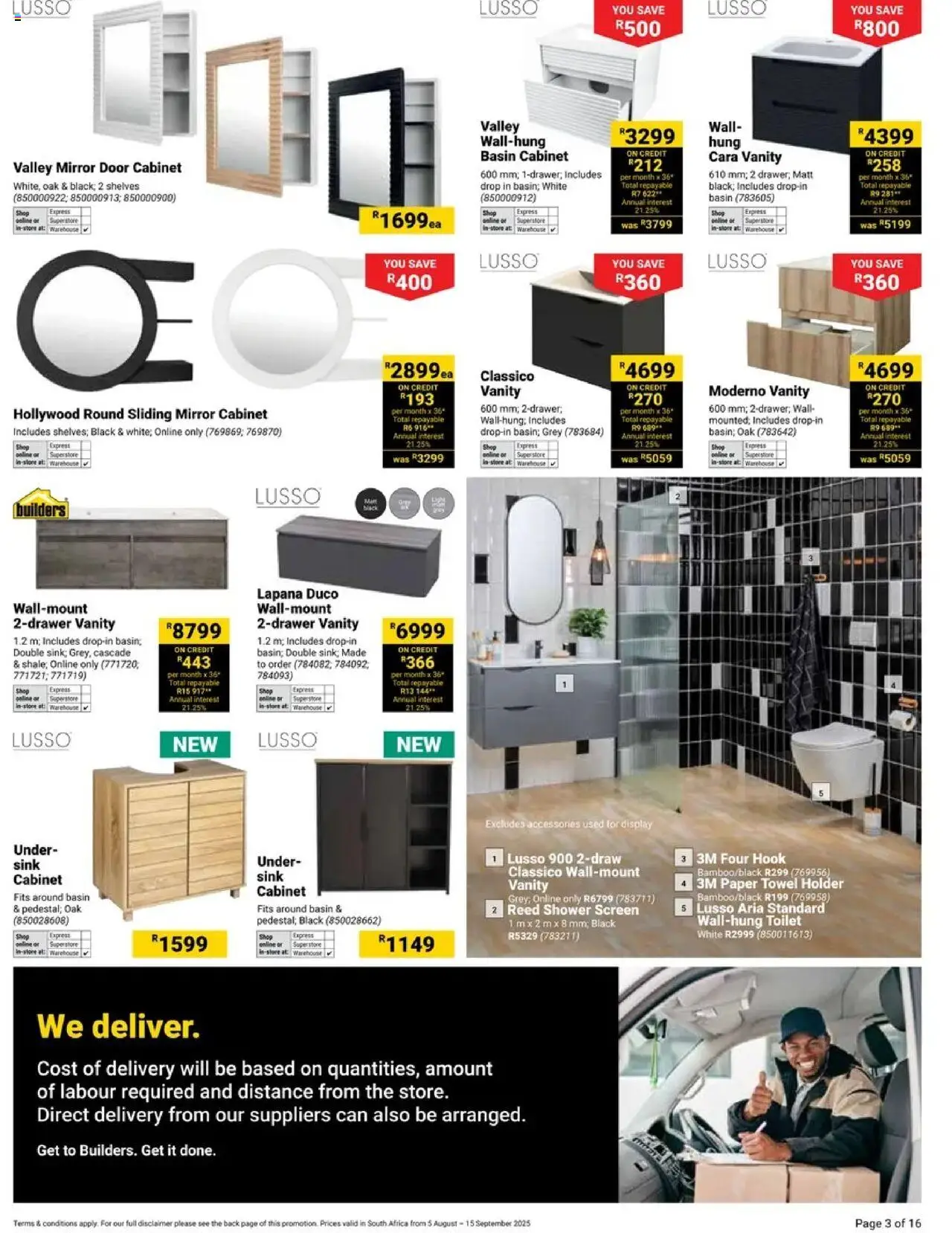 Builders - Your Bathroom Reimagined │ valid from 05.08.2025 | Page: 3 | Products: Shower, Towel, Sink, Paper