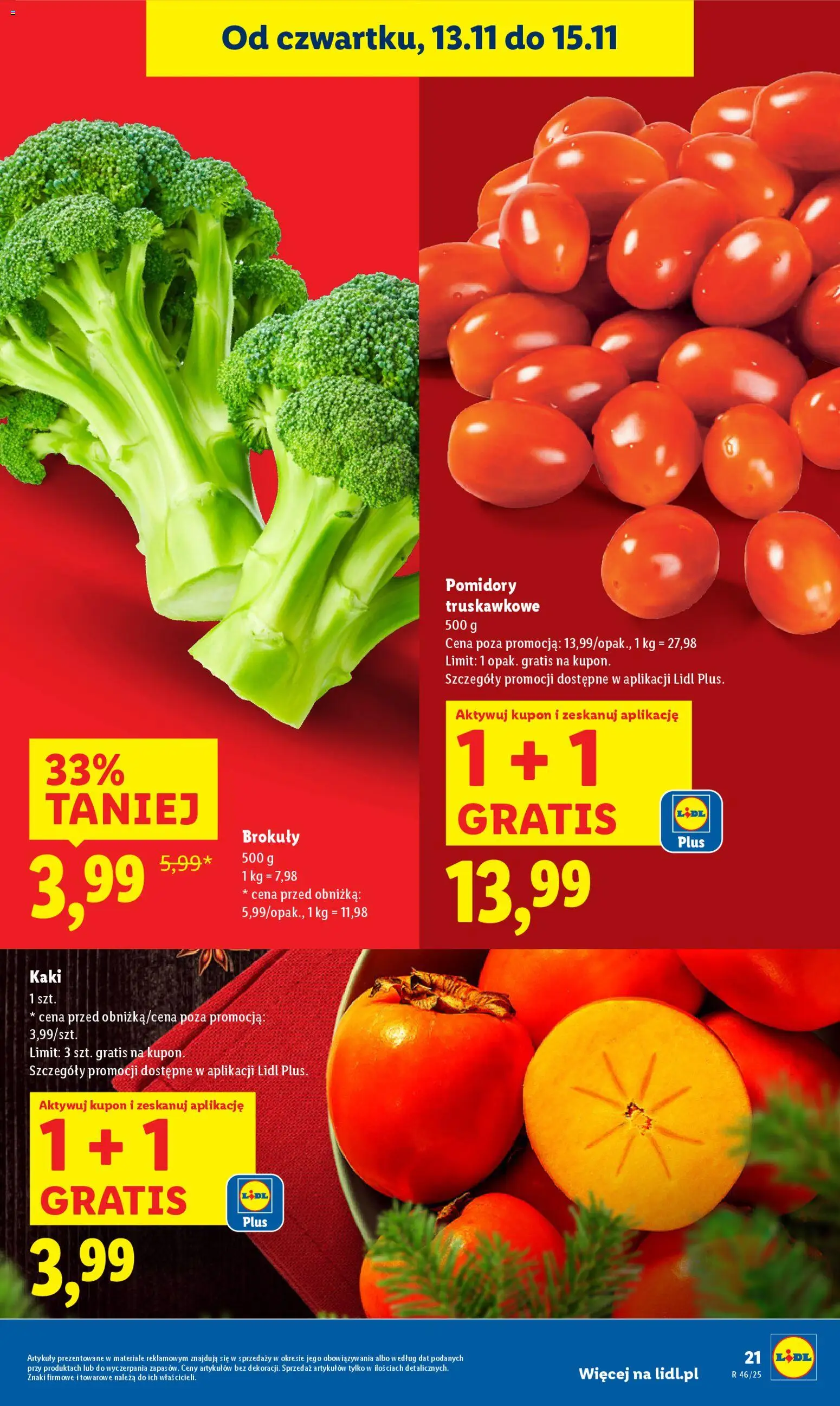 Lidl Gazetka od 13.11.2025 | Strona: 21 | Produkty: Kaki, Pomidory