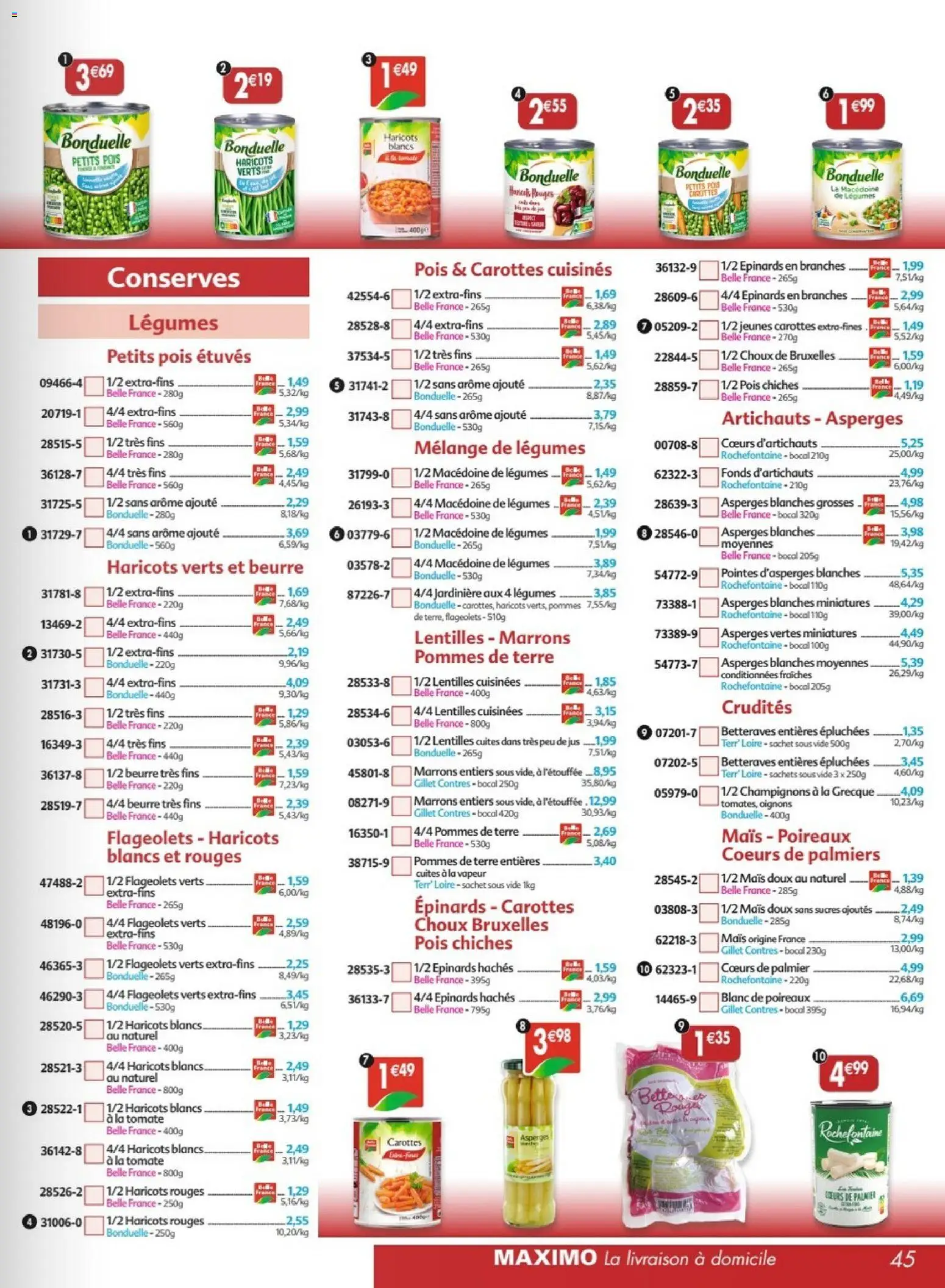 {H1} | Page: 45 | Produits: Jardinière, Mais, Pois chiches, Pois