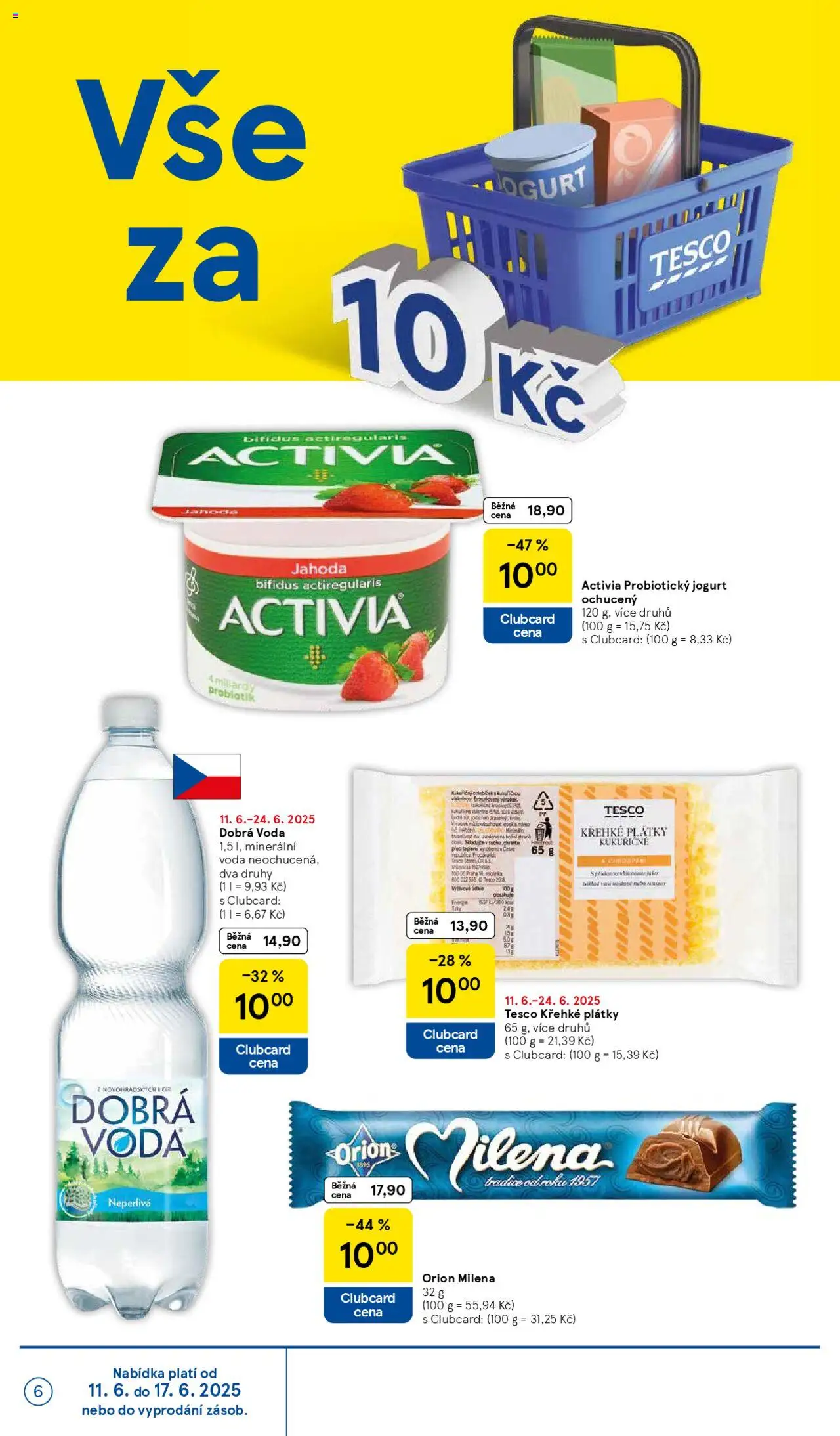 Tesco leták - Supermarket od 11.06.2025 | Strana: 6 | Produkty: Dobrá voda, Voda, Jogurt, Minerální voda