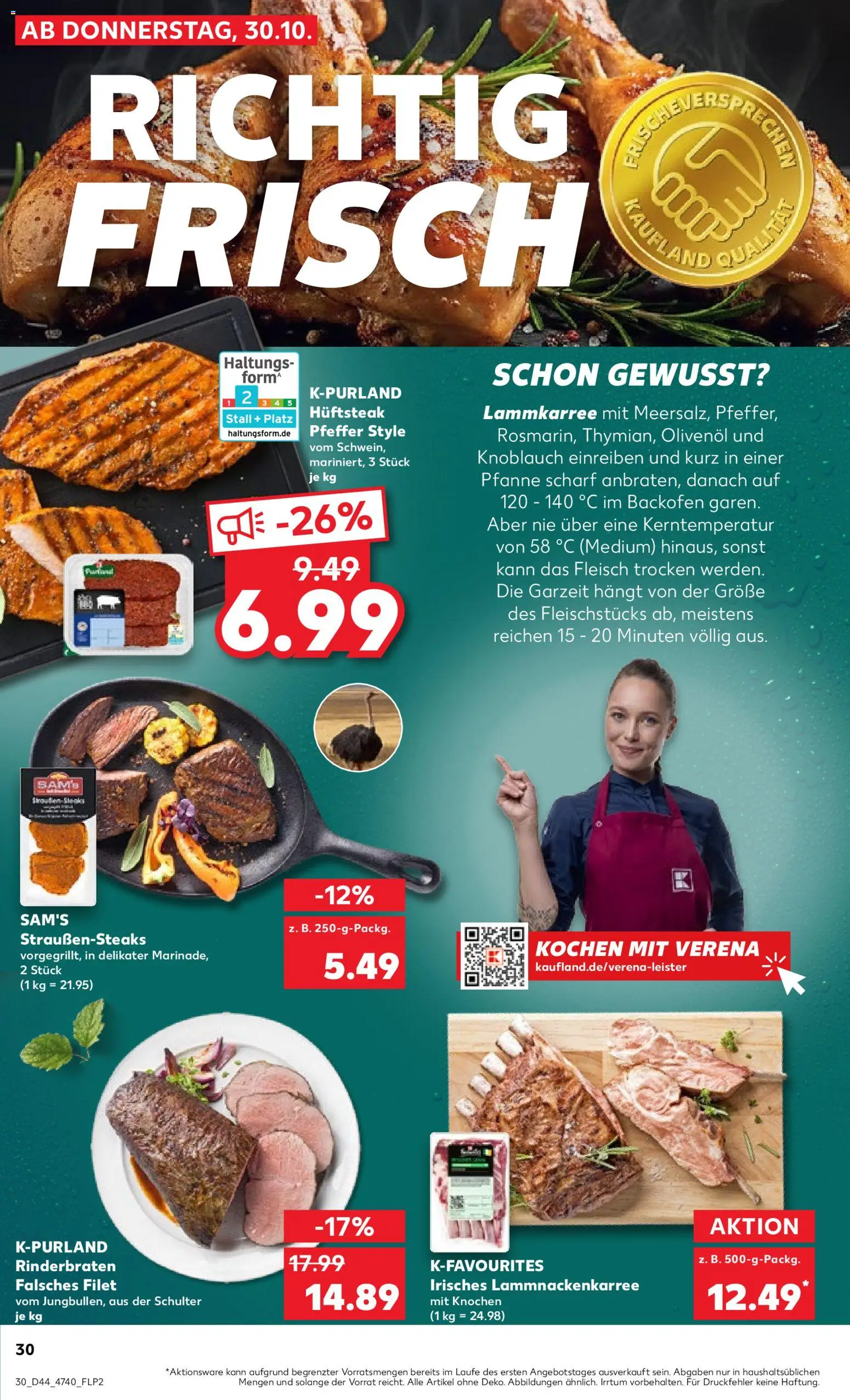 Kaufland prospekt Hannover	 – gültig ab 30.10.2025 | Seite: 30 | Produkte: Rinderbraten, Pfeffer, Steak, Fleisch