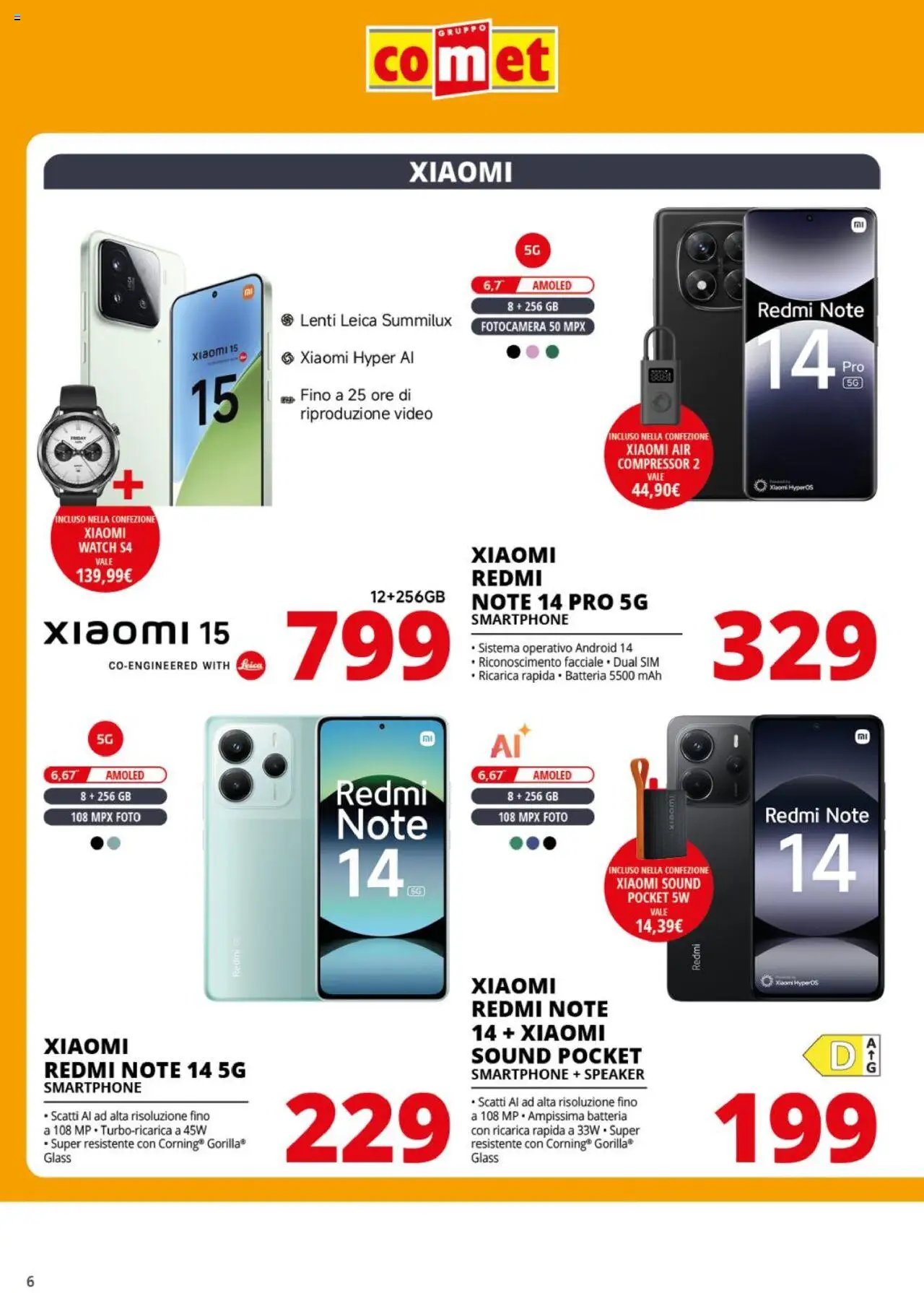 Volantino Comet del 05.08.2025 | Pagina: 6 | Prodotti: Xiaomi, Video, Fotocamera, Batteria