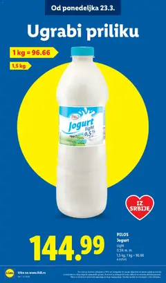 PILOS Jogurt Light, Jogurt Light 0,5% m. m. - pregled Lidl kataloga - važi od 19.03.2026 | Strana: 14 | Proizvode: Jogurt