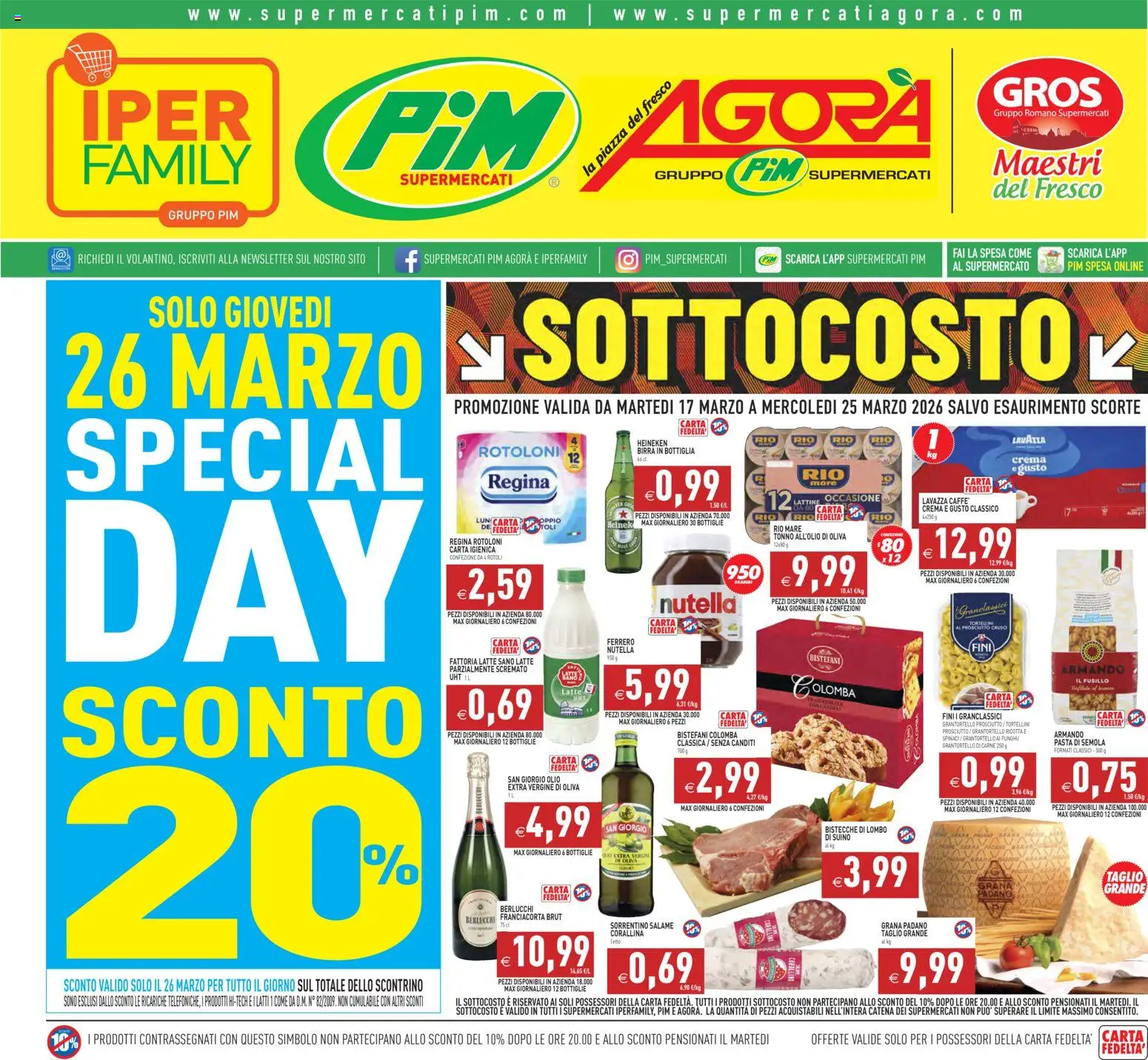 Volantino PIM Supermercati del 17.03.2026 | Pagina: 1 | Prodotti: Carta igienica, Birra, Pasta, Olio extra vergine