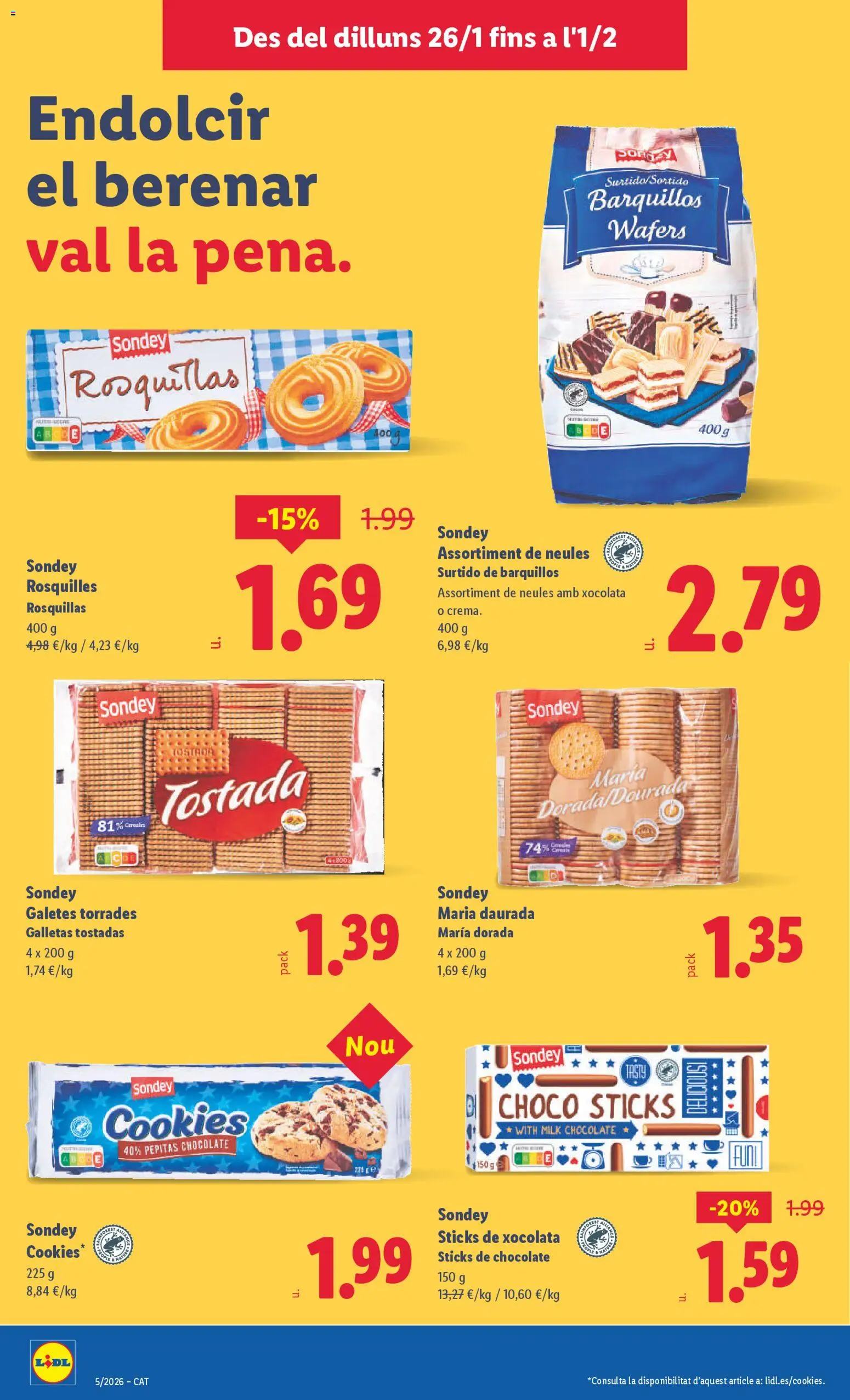 Lidl folleto │ válido desde el 26.01.2026 | Página: 14 | Productos: Chocolate, Cereales, Galletas