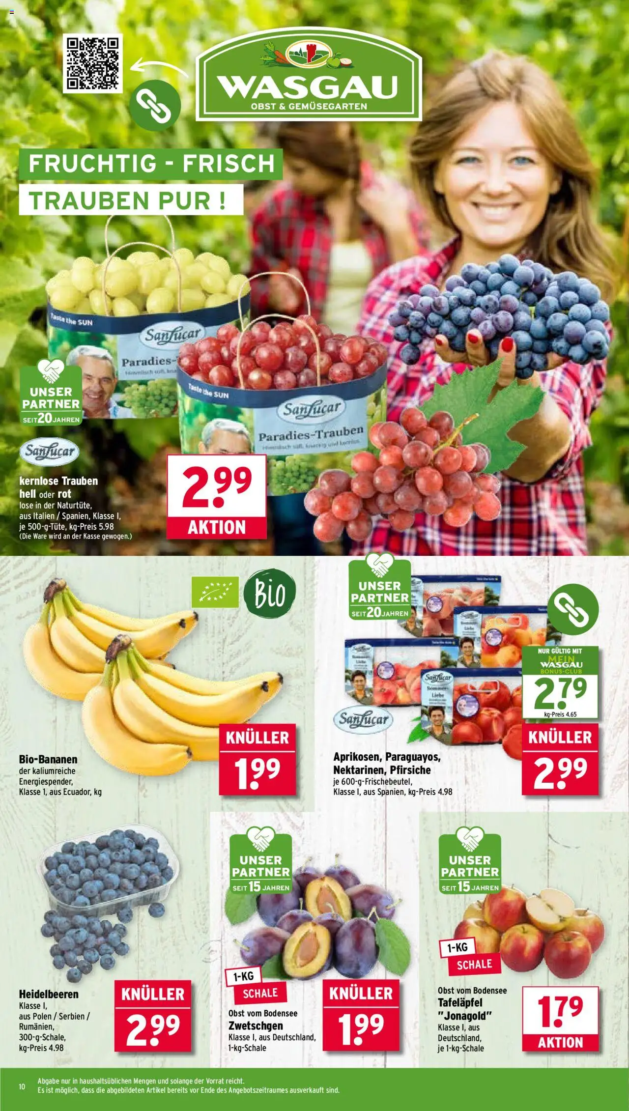 Wasgau Prospekt 	 - gültig ab dem 28.07.2025 | Seite: 10 | Produkte: Trauben, Zwetschgen, Heidelbeeren, Obst