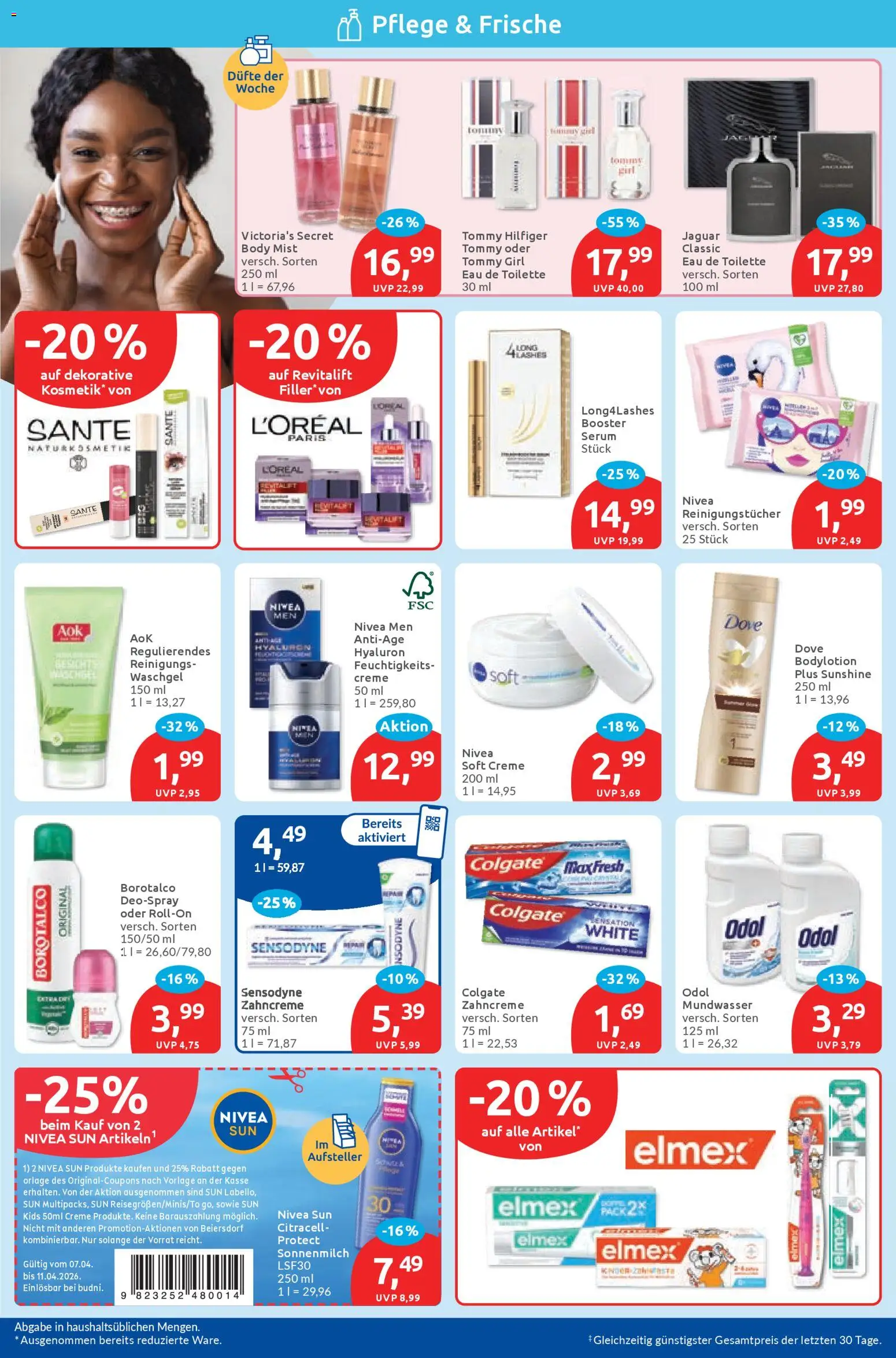 Budni Prospekt – gültig ab 06.04.2026 | Seite: 2 | Produkte: Eau de Toilette, Creme, Reinigungstücher, Serum