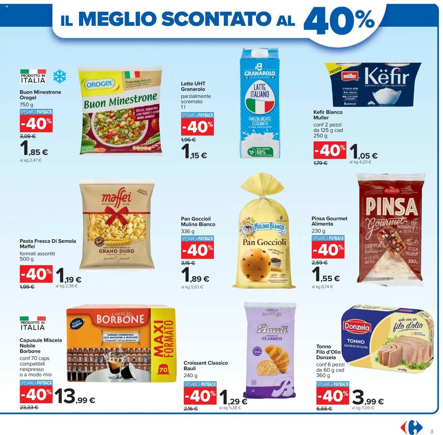 Volantino Carrefour del 02.01.2026 | Pagina: 3 | Prodotti: Minestrone, Latte, Pasta, Croissant