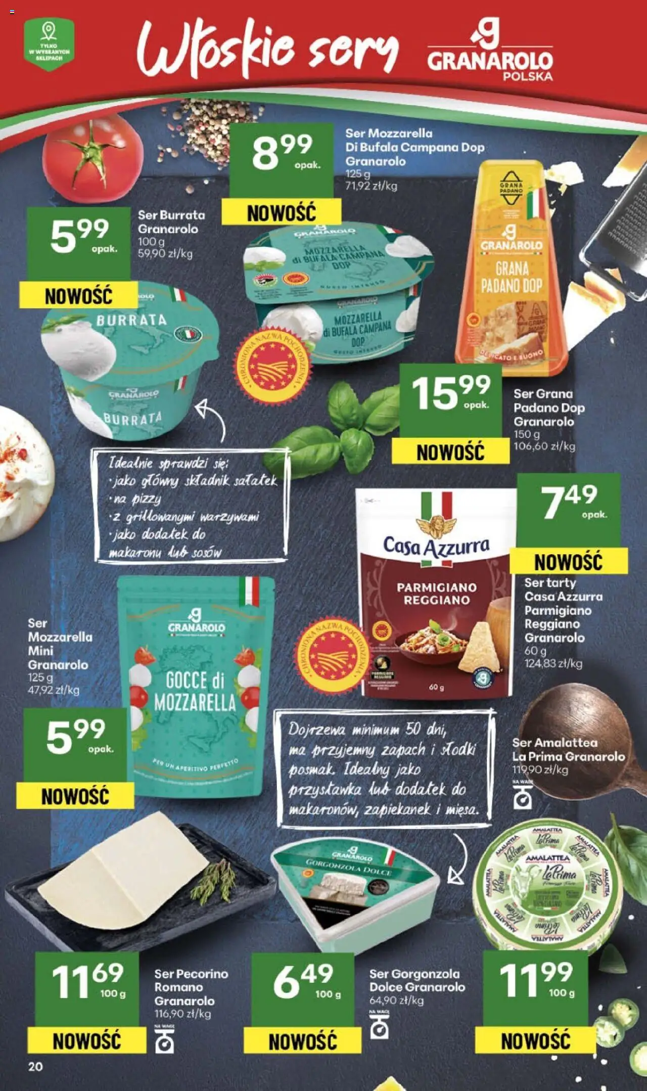 Delikatesy Centrum Gazetka od 23.10.2025 | Strona: 20 | Produkty: Ser pecorino, Sery, Mozzarella, Gorgonzola