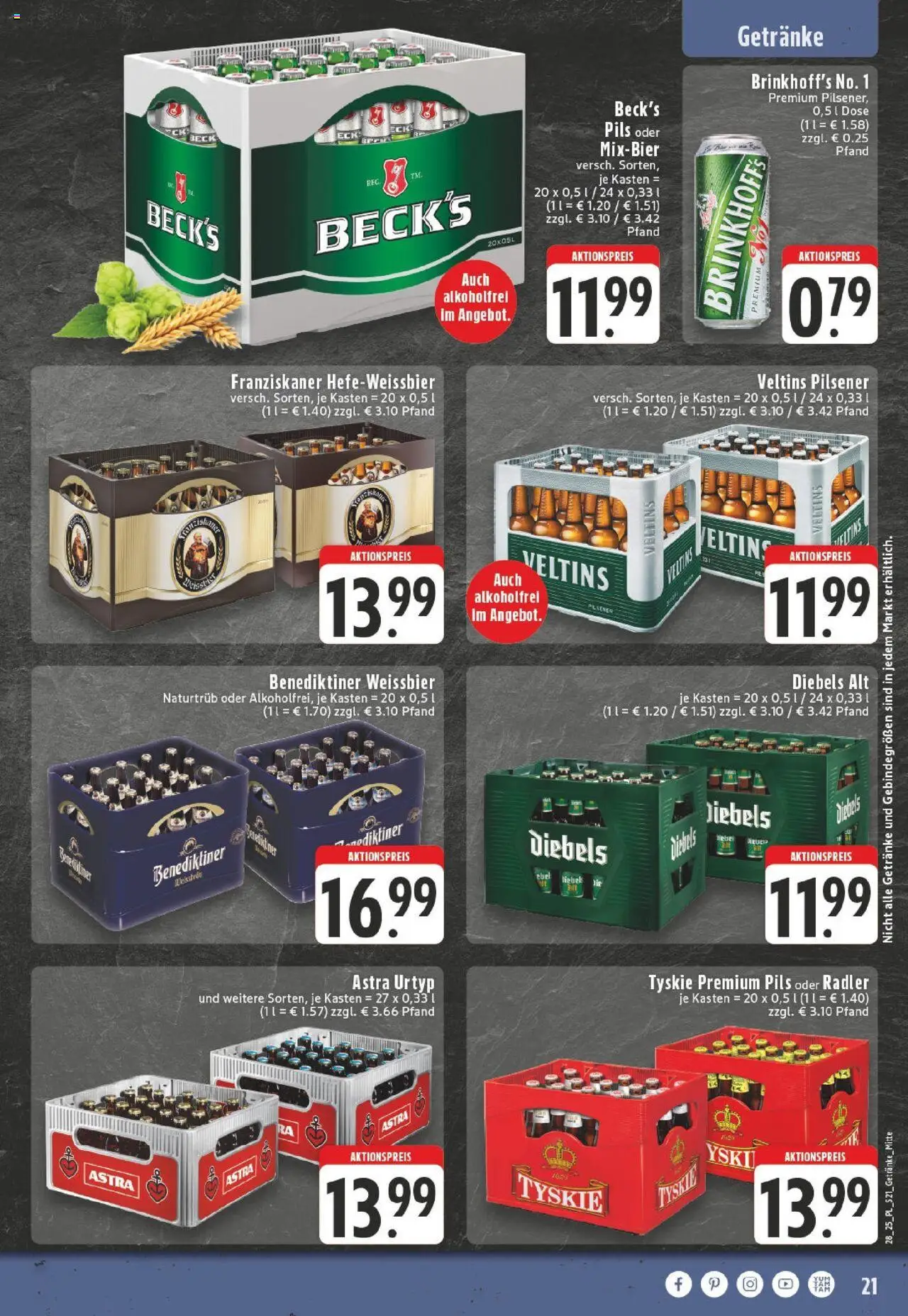 Edeka prospekt Dinslaken	 - gültig ab dem 06.07.2025 | Seite: 21 | Produkte: Tyskie, Weißbier, Pils, Radler