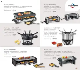 Raclette GRANDE 8, Stufenlose Temperaturregelung, mit antihaftbeschichteter Grillplatte, inkl. 8 Pfännchen und 8 Schabern. ab 03.10.2025 gültig | Seite: 57 | Produkte: Tisch, Raclette, Fondue