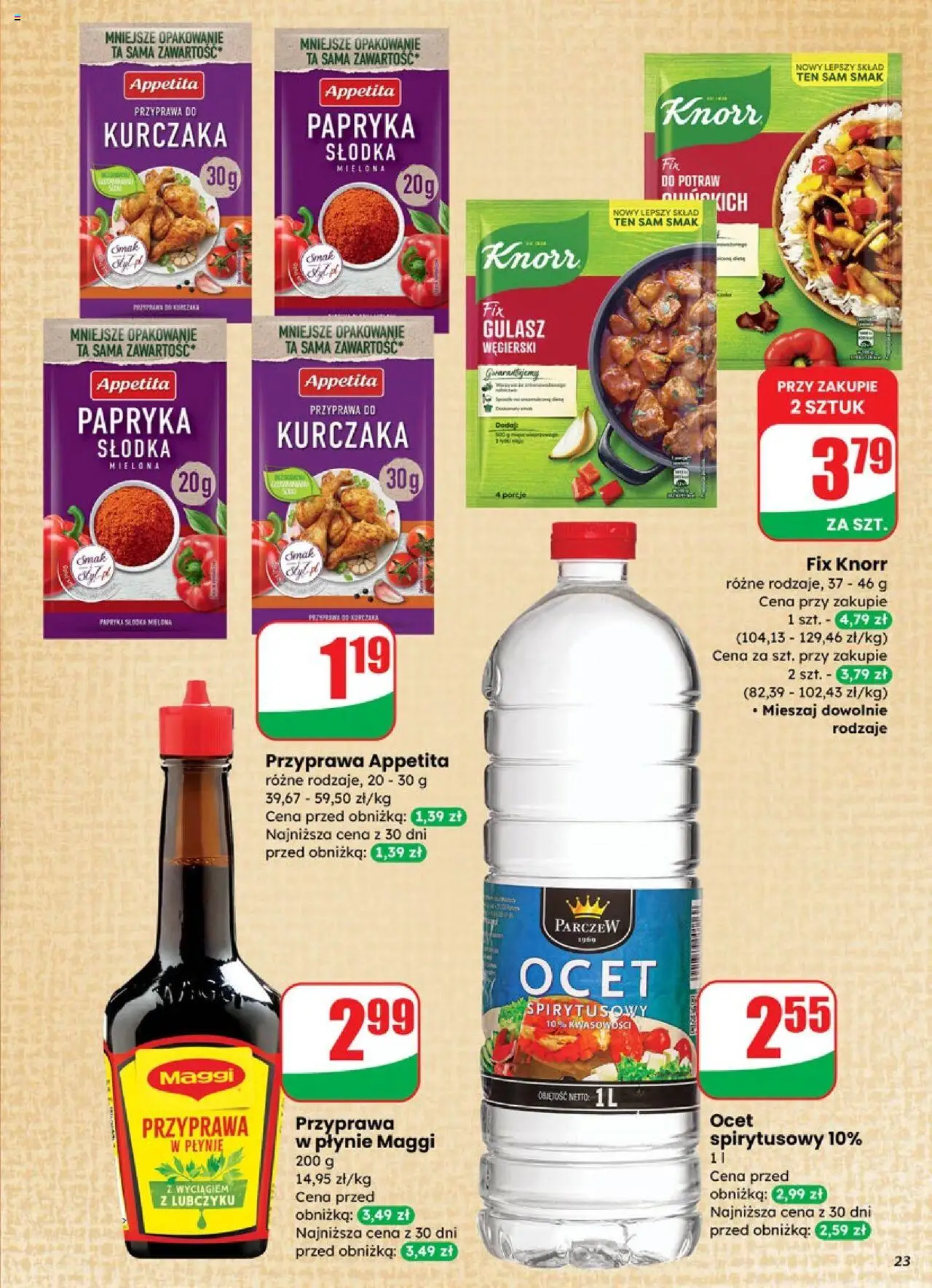 Dino Gazetka od 15.10.2025 | Strona: 23 | Produkty: Ocet spirytusowy, Ocet, Papryka, Gulasz