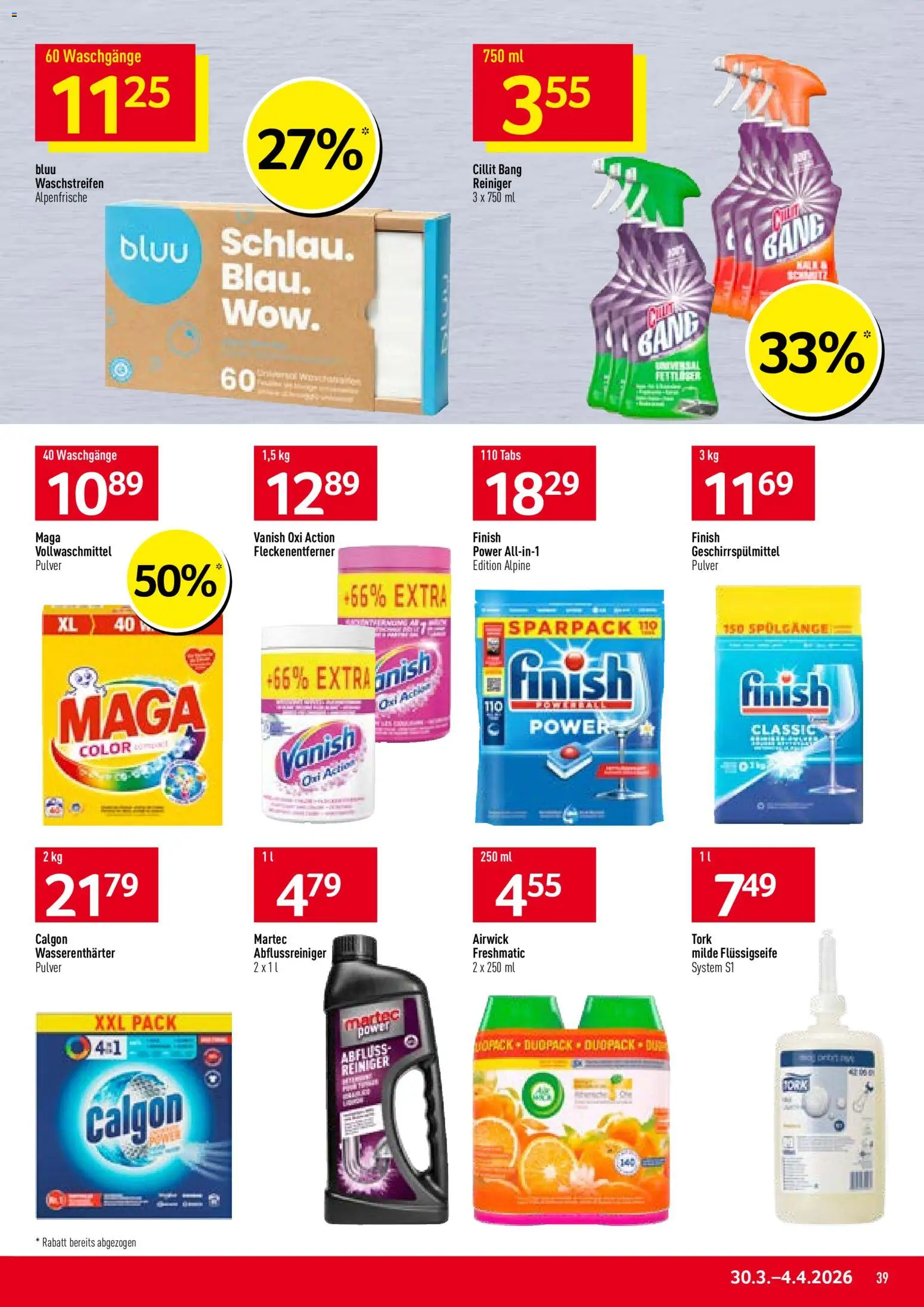 Prodega aktionen – gültig ab 30.03.2026 | Seite: 39 | Produkte: Pulver, Geschirrspülmittel, Fleckenentferner