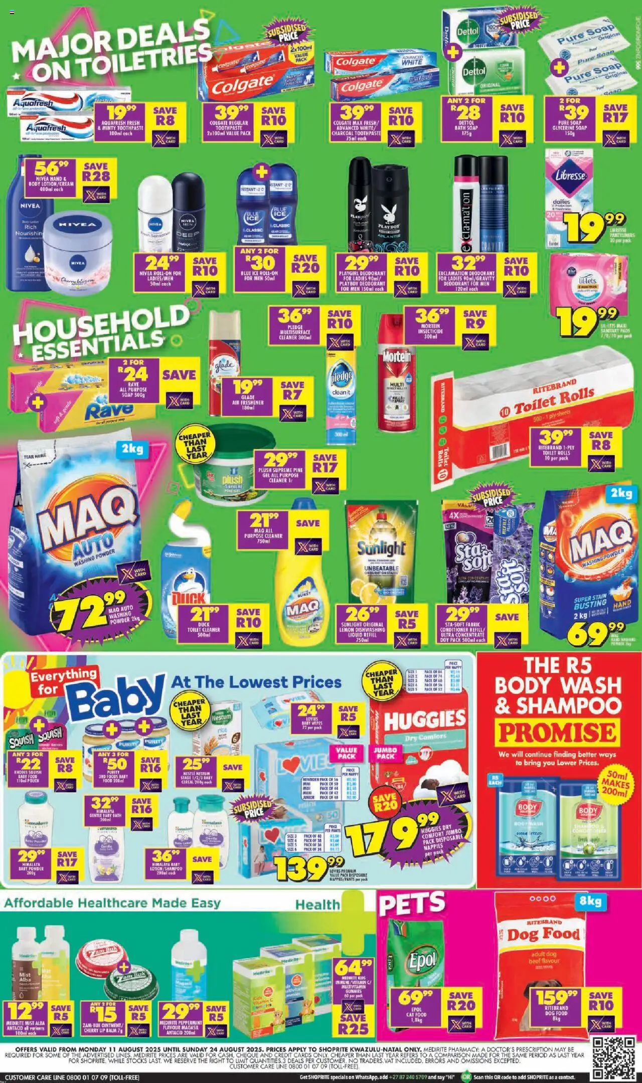 Shoprite Specials │ valid from 11.08.2025 | Page: 6 | Products: Air freshener, Deodorant, Cat food, Dog food
