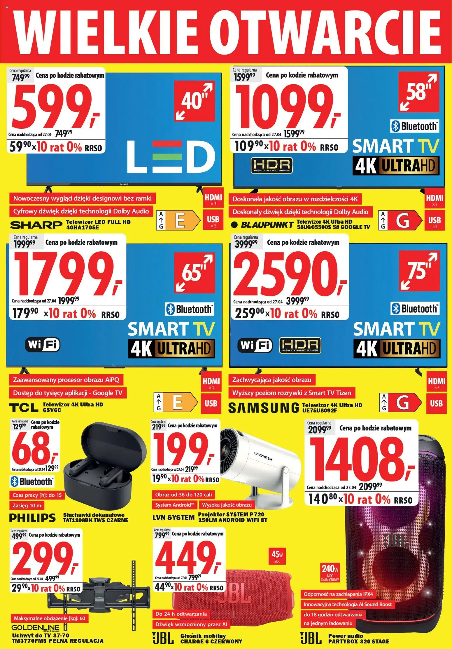 Mediaexpert promocje - Wielkie otwarcie Kraków od 16.04.2026 | Strona: 2 | Produkty: Telewizor, Audio, Słuchawki, Głośnik