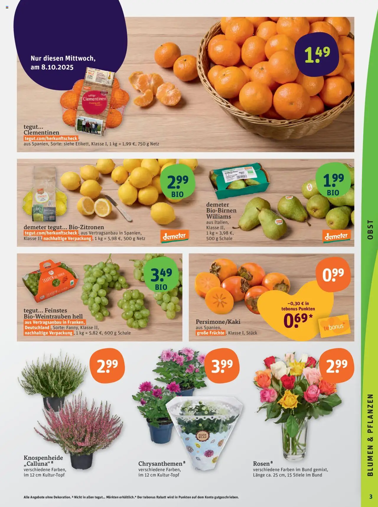 Tegut Prospekt – gültig ab 06.10.2025 | Seite: 5 | Produkte: Trauben, Blumen, Obst