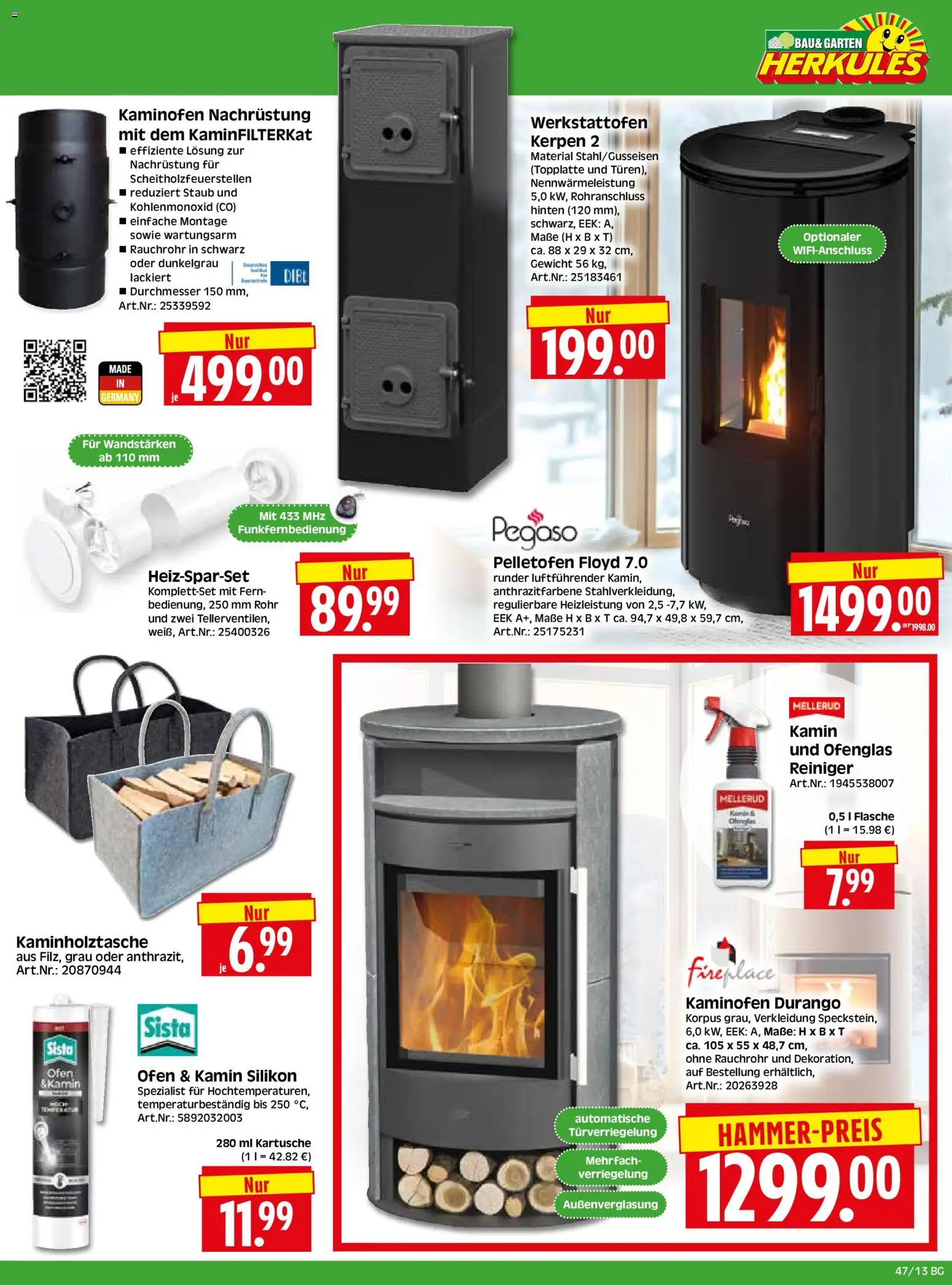 HERKULES Bau & Garten – gültig ab 17.11.2025 | Seite: 13 | Produkte: Ofen, Gewicht, Kamin, Kaminofen