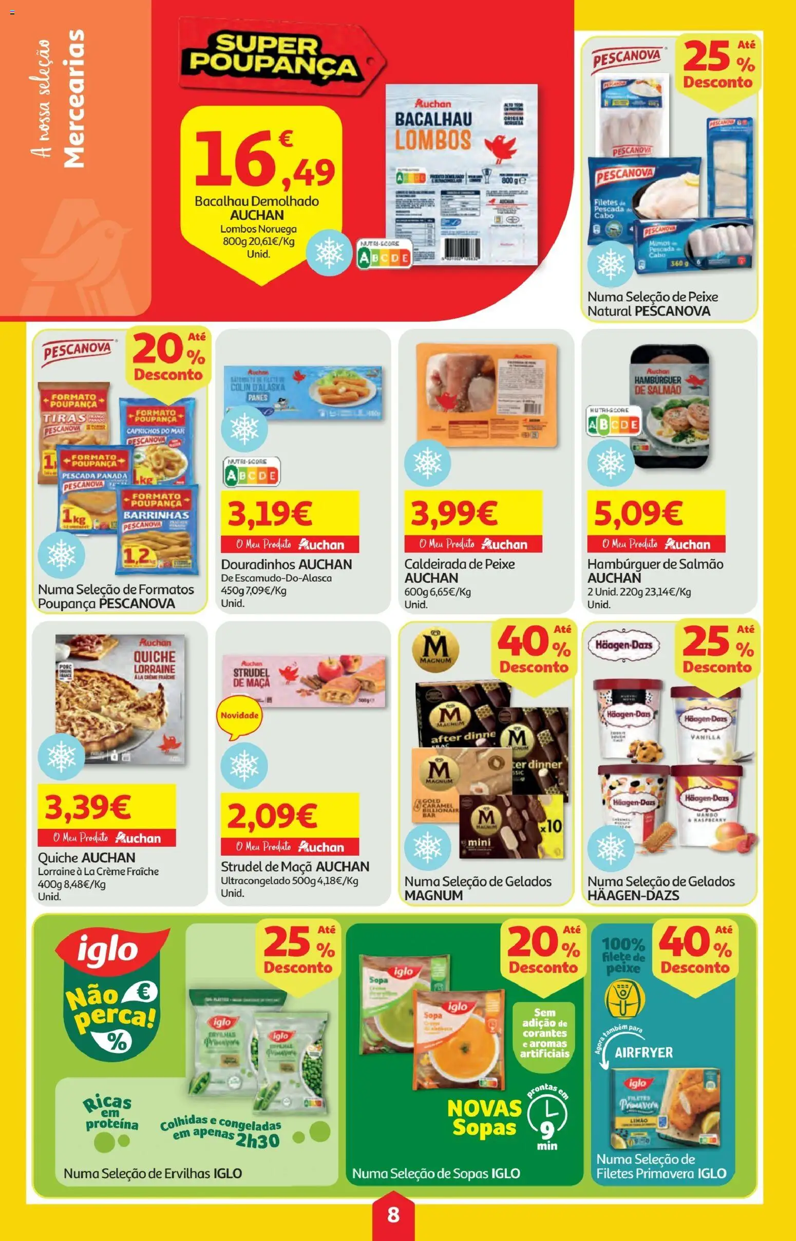 Minipreço folheto │ válido de 30.10.2025 | Página: 8 | Produtos: Caldeirada de peixe, Creme fraiche, Salmão, Proteina