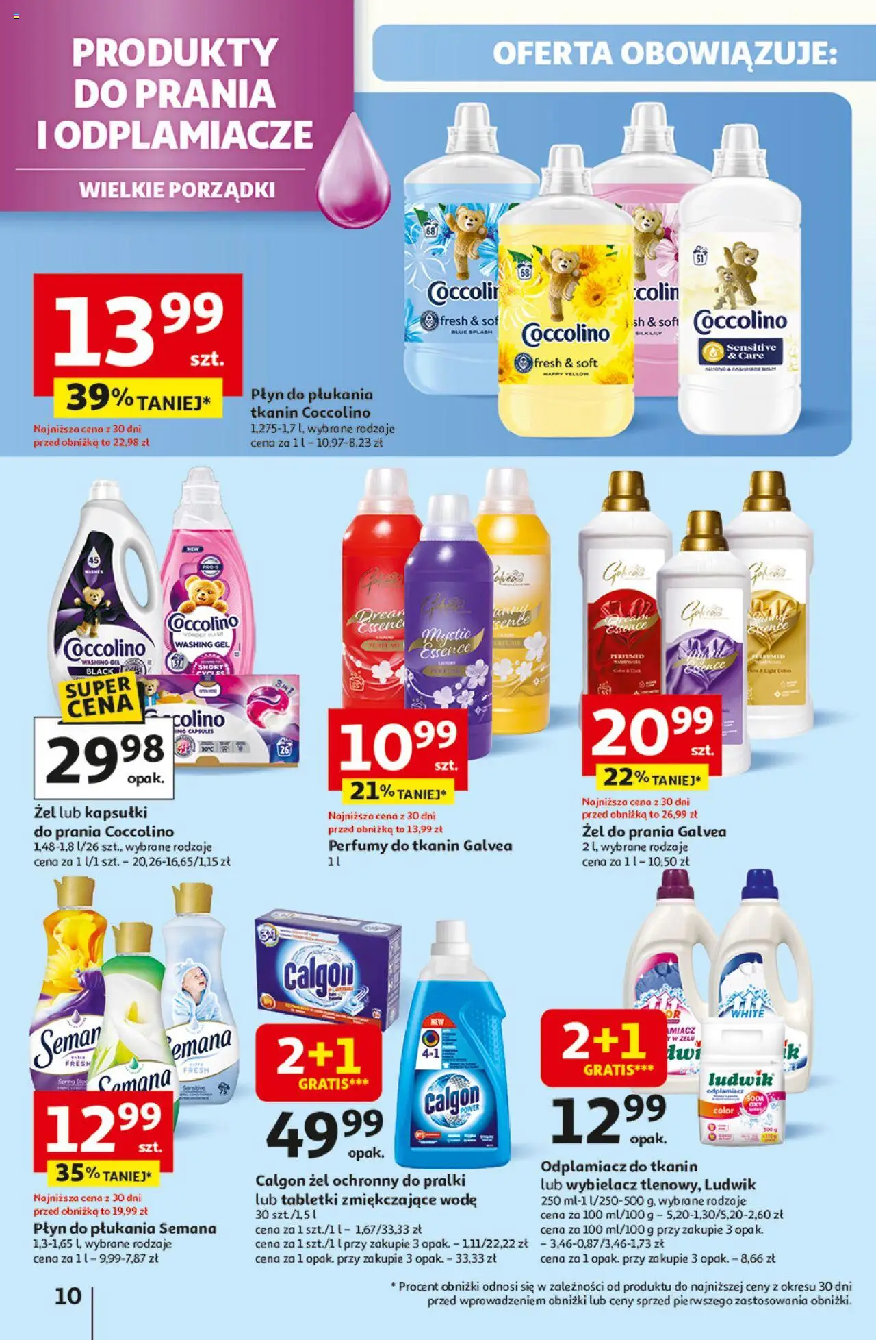 Auchan Gazetka - Wielkie przeboje cenowe Hipermarket od 02.10.2025 | Strona: 10 | Produkty: Calgon, Płyn do płukania tkanin, Perfumy, Odplamiacz