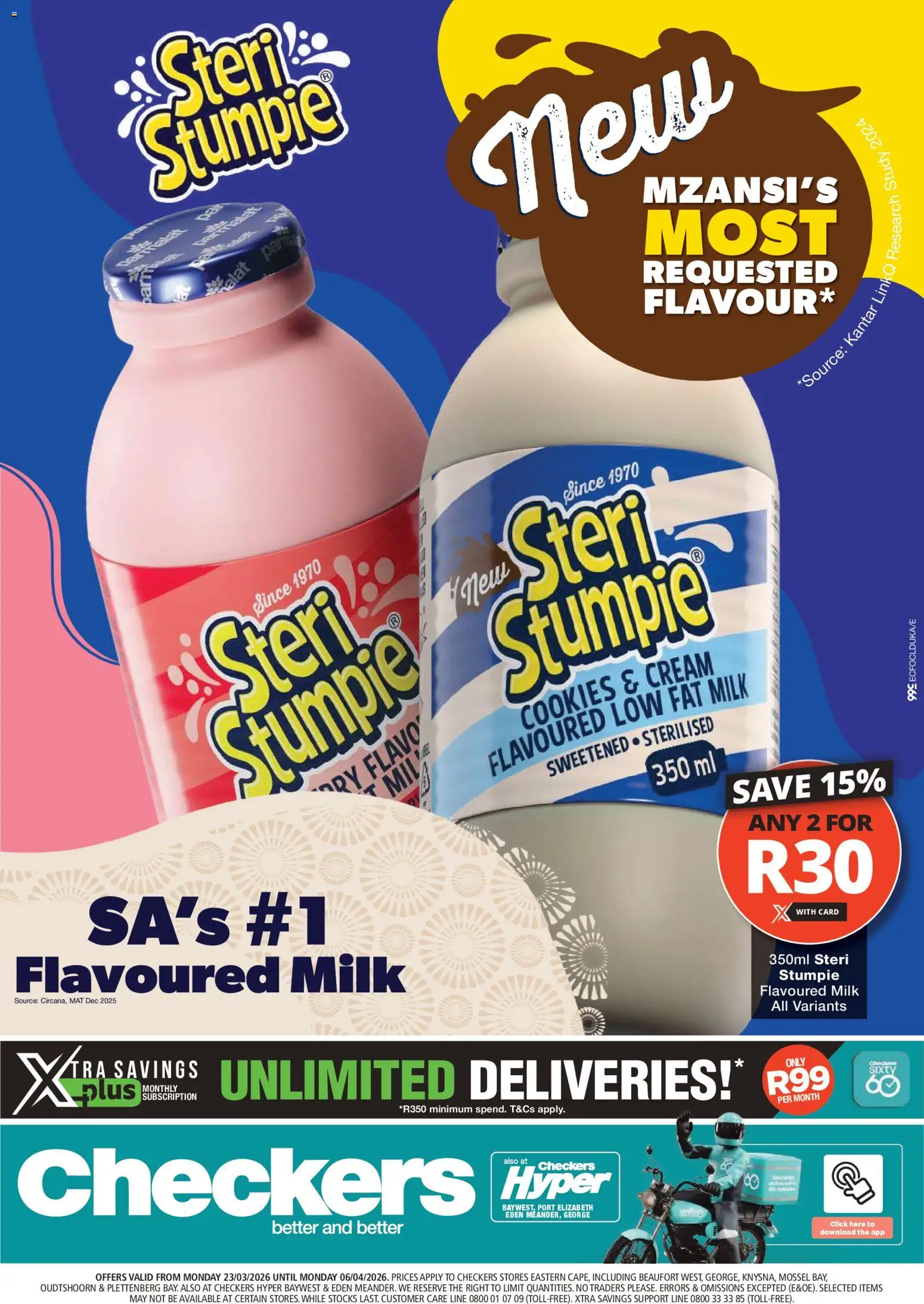 New Checkers catalogue – valid from 23.03.2026 | Page: 1 | Products: Milk, Cream, Cookies