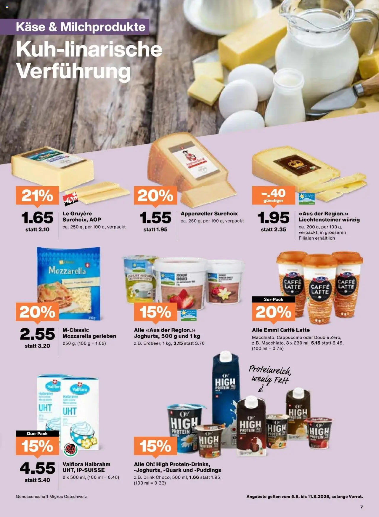 Migros Aktionen ab 05.08.2025 | Seite: 7 | Produkte: Quark, Käse