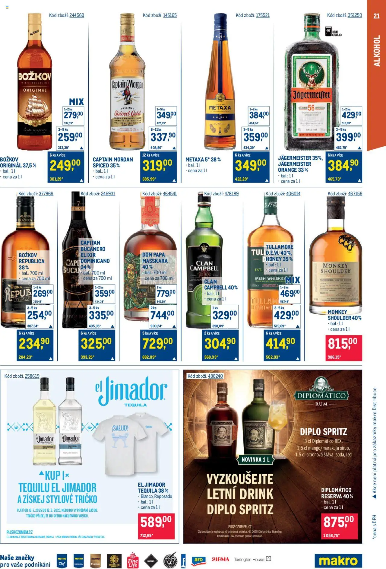 Makro leták - Gastronomie od 30.07.2025 | Strana: 21 | Produkty: Jägermeister, Morgan, Tequila, Don papa