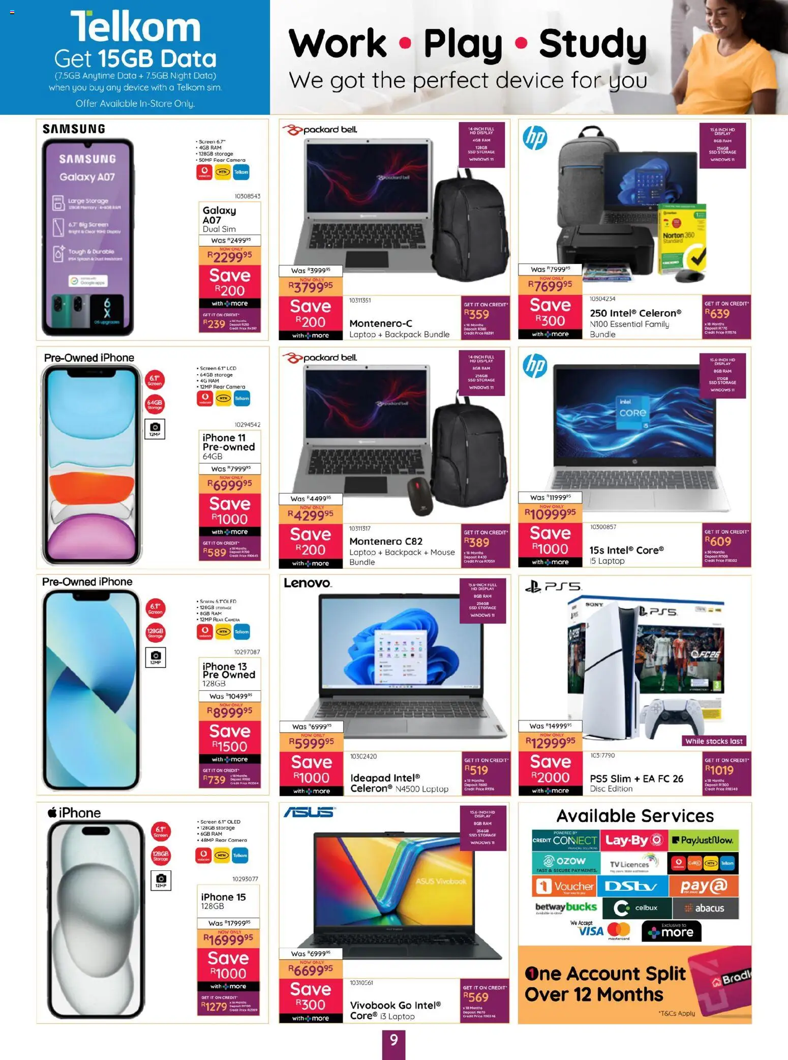 New Bradlows catalogue – valid from 29.12.2025 | Page: 9 | Products: Sim, Mouse, Backpack, Laptop