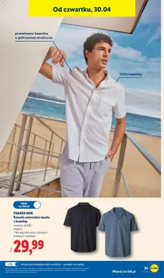 Pogląd oferty "ESMARA MEN Koszula seersucker męska z bawełny, rozmiary: M-XXL*, 3 kolory, * Nie wszystkie wzory dostępne w każdym rozmiarze." - ważna od 27.04.2026 | Strona: 47 | Produkty: Koszula